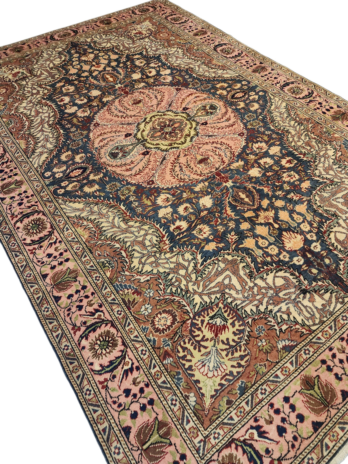 Vintage Kayseri medallion rug in blue, pink and beige, 6'6" x 9'9", photo 13
