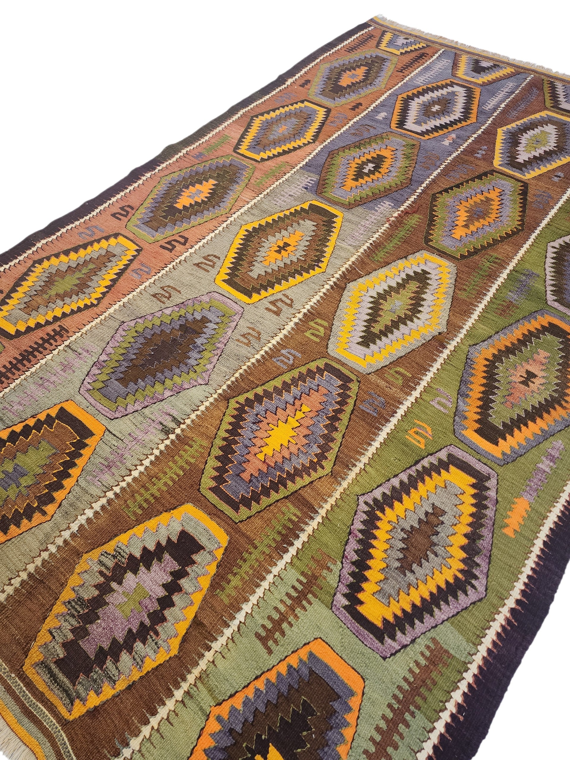 Vintage Antalya Barak Kilim Rug, Handwoven Wool Flatweave, Geometric Tribal Area Rug (5'8''x9'3'')