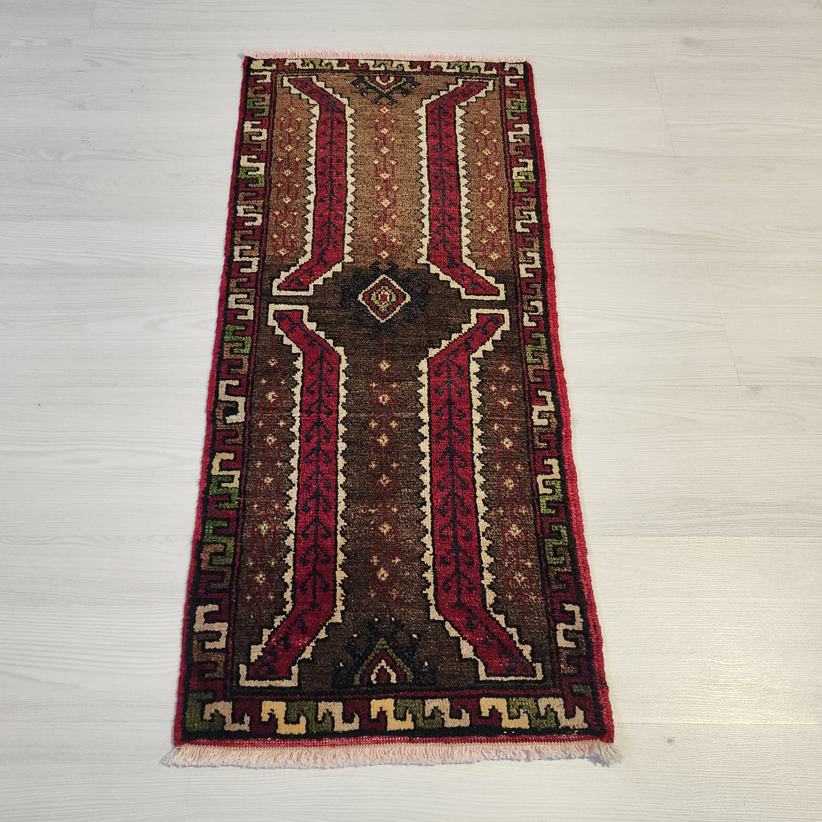 Vintage Konya rug in brown and red, 1'6" x 3'4", photo 2