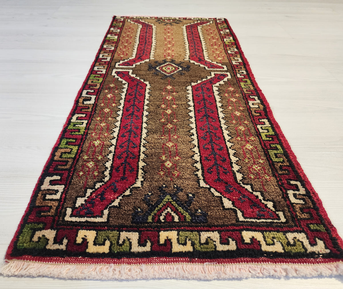 Vintage Konya rug in brown and red, 1'6" x 3'4", photo 9