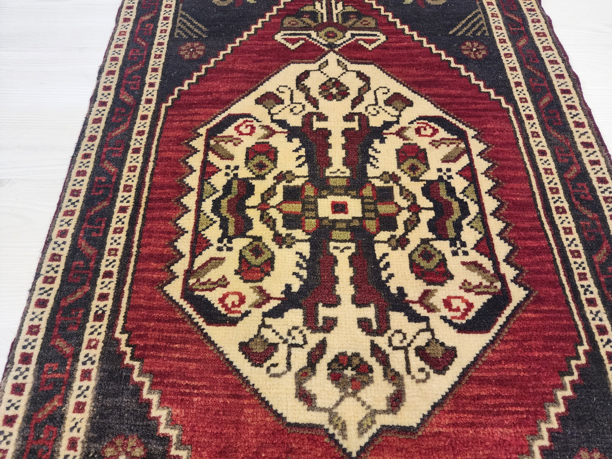 Vintage Konya rug in red, blue and brown, 1'9" x 3'7", photo 5