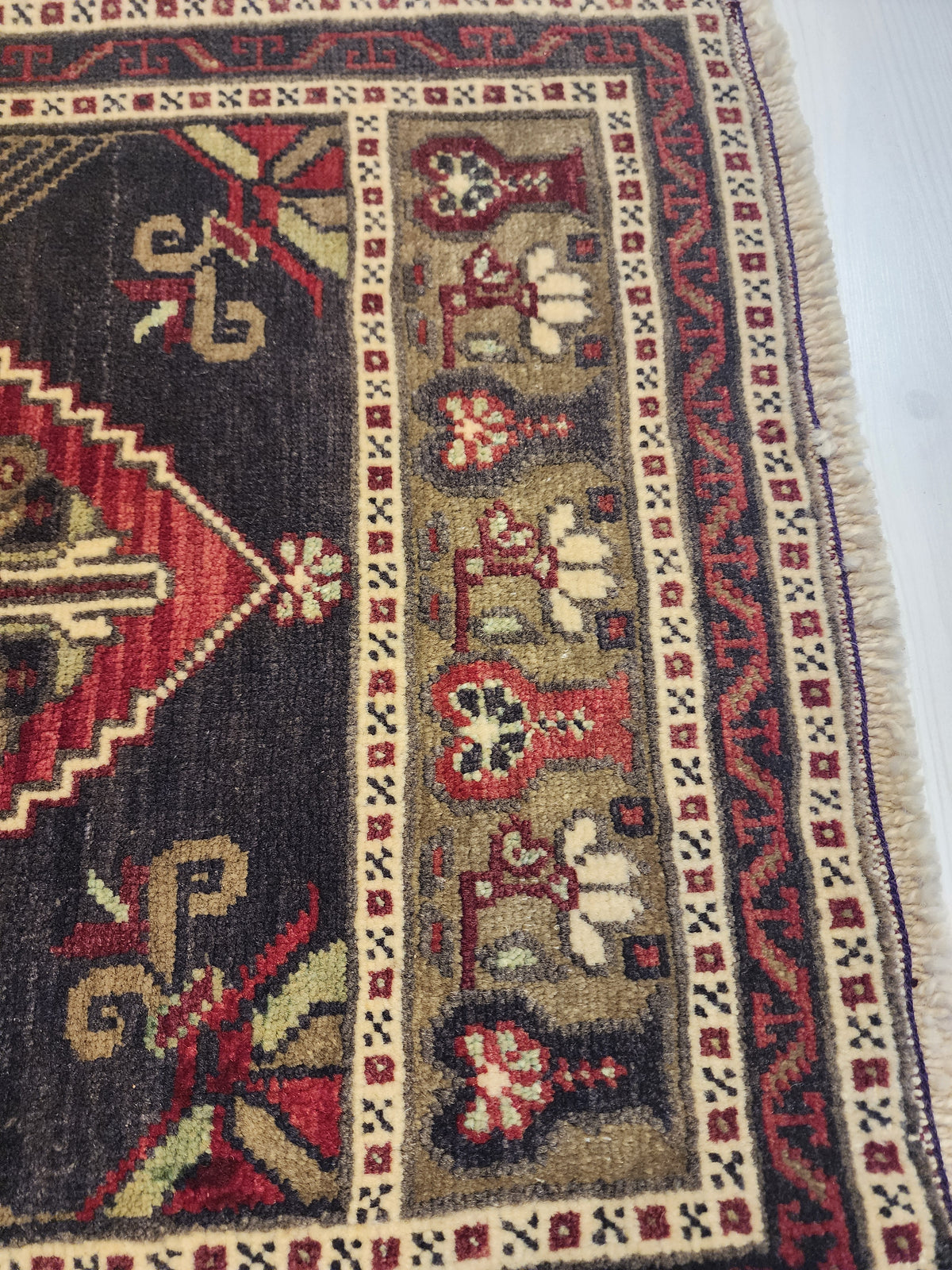 Vintage Konya rug in red, blue and brown, 1'9" x 3'7", photo 6