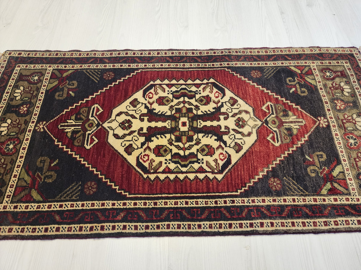 Vintage Konya rug in red, blue and brown, 1'9" x 3'7", photo 9