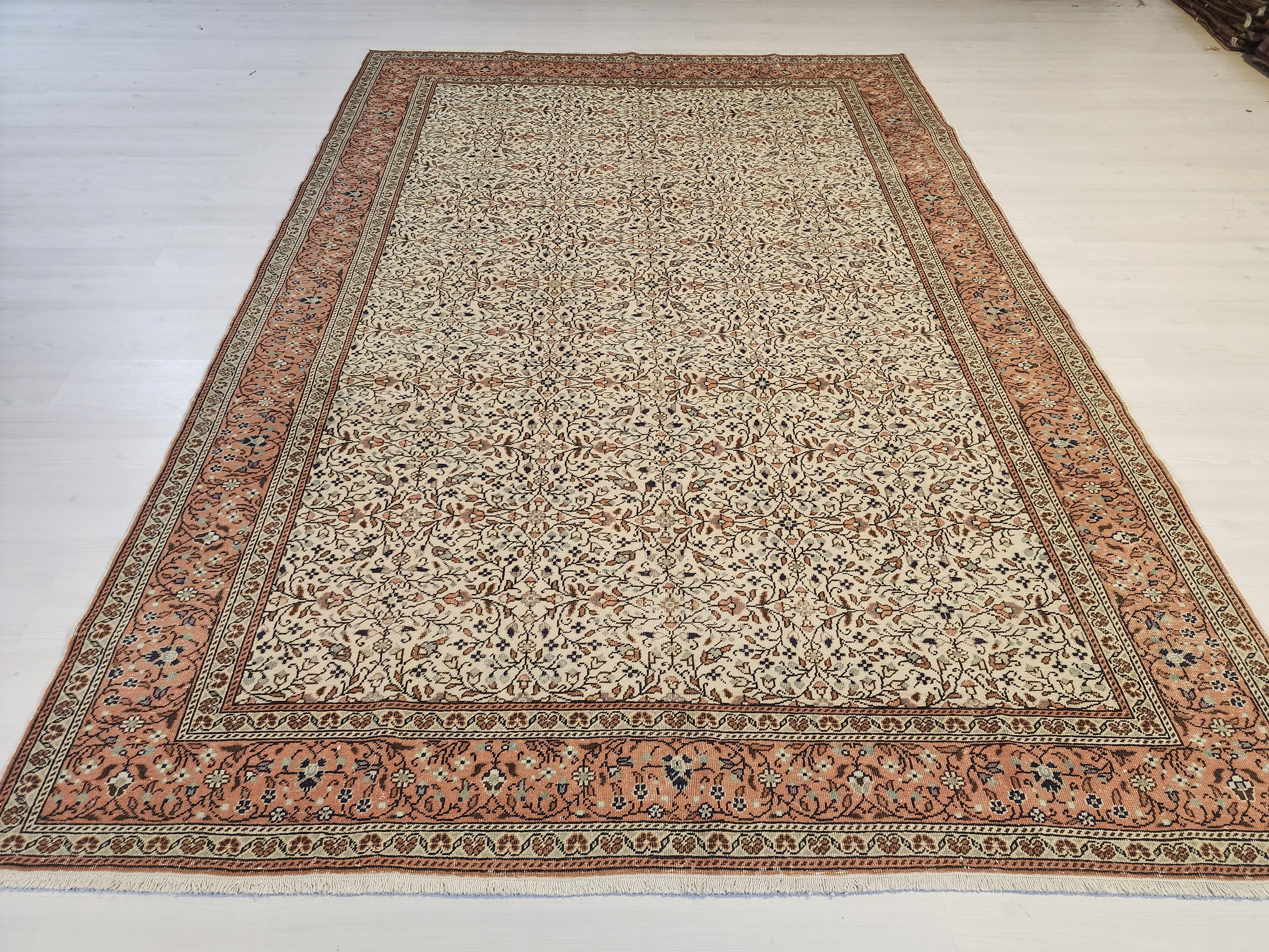 Handwoven Anatolian Village Rug, Organic Wool, Natural Dye Floral Carpet (6'7'' x 9'7'')