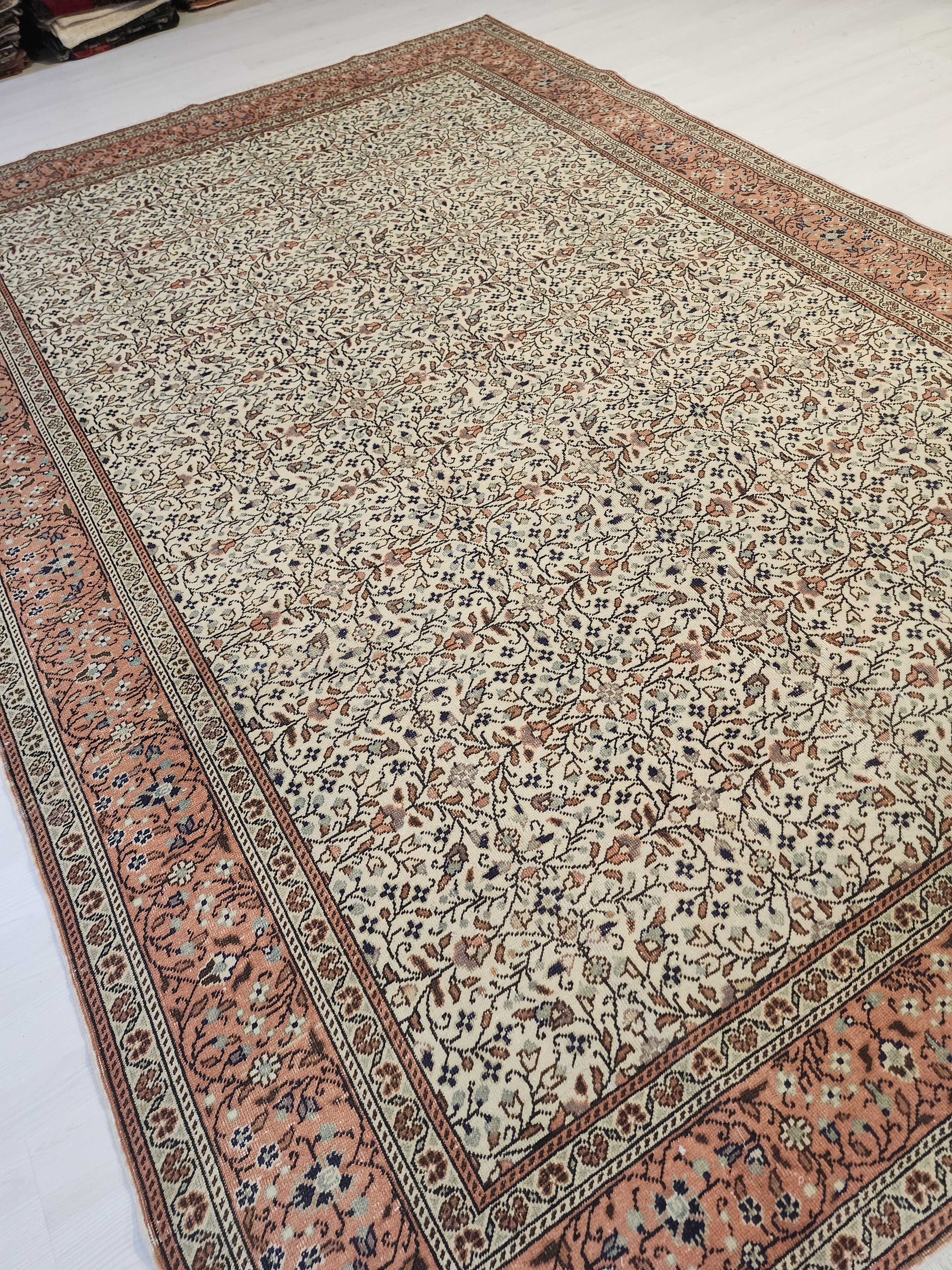 Handwoven Anatolian Village Rug, Organic Wool, Natural Dye Floral Carpet (6'7'' x 9'7'')