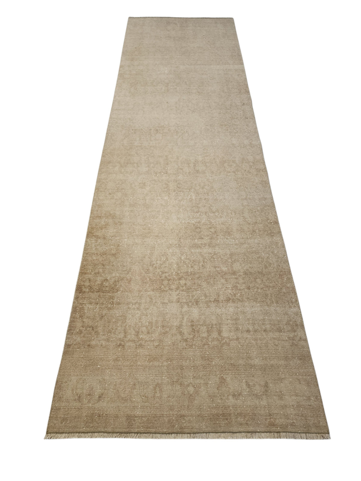 Laodice — Vintage Turkish Wool Runner Rug, Muted Beige Distressed Anatolian Carpet (85x293cm)