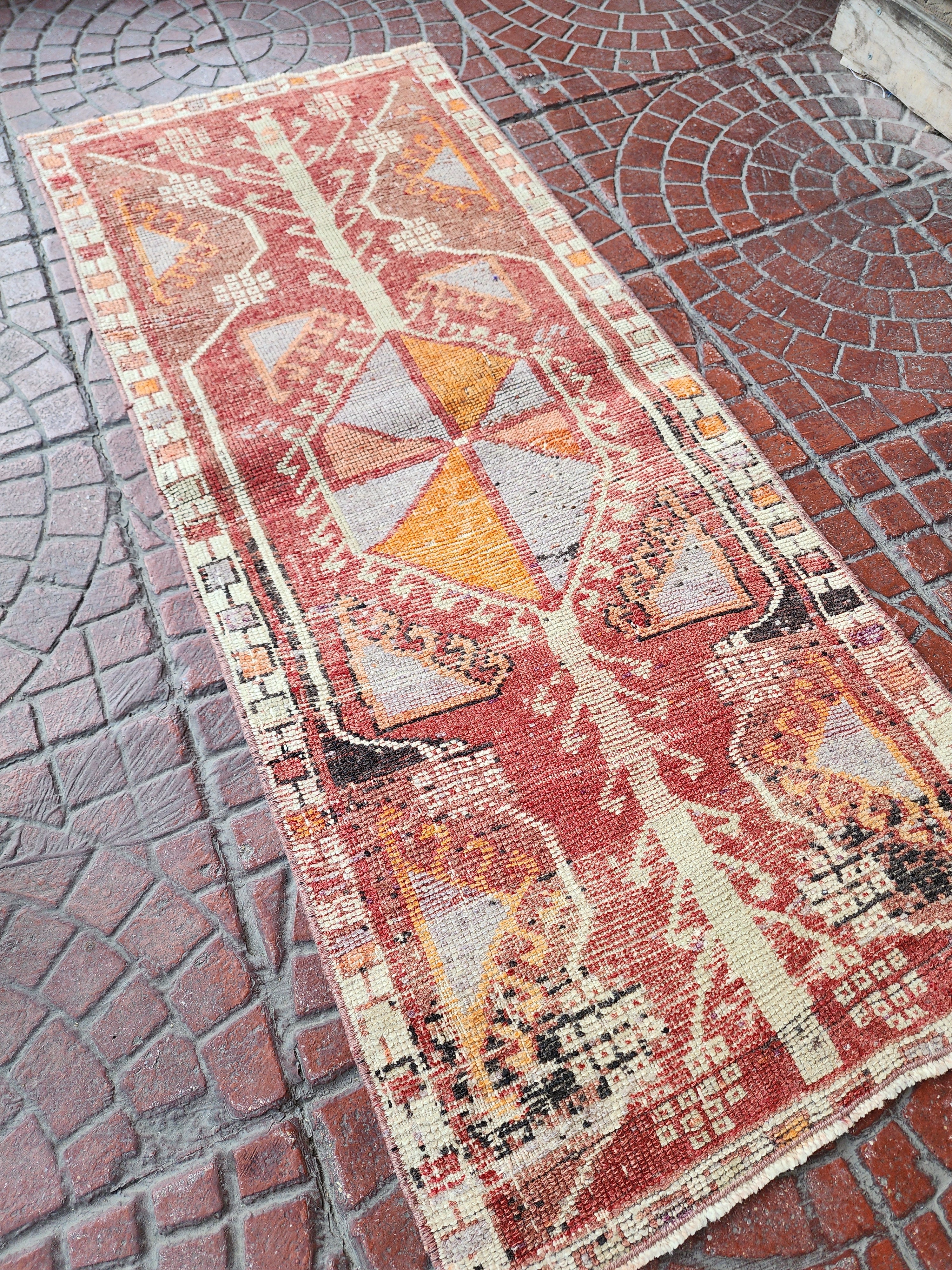 vintage Turkish Wool Area Rug — back view