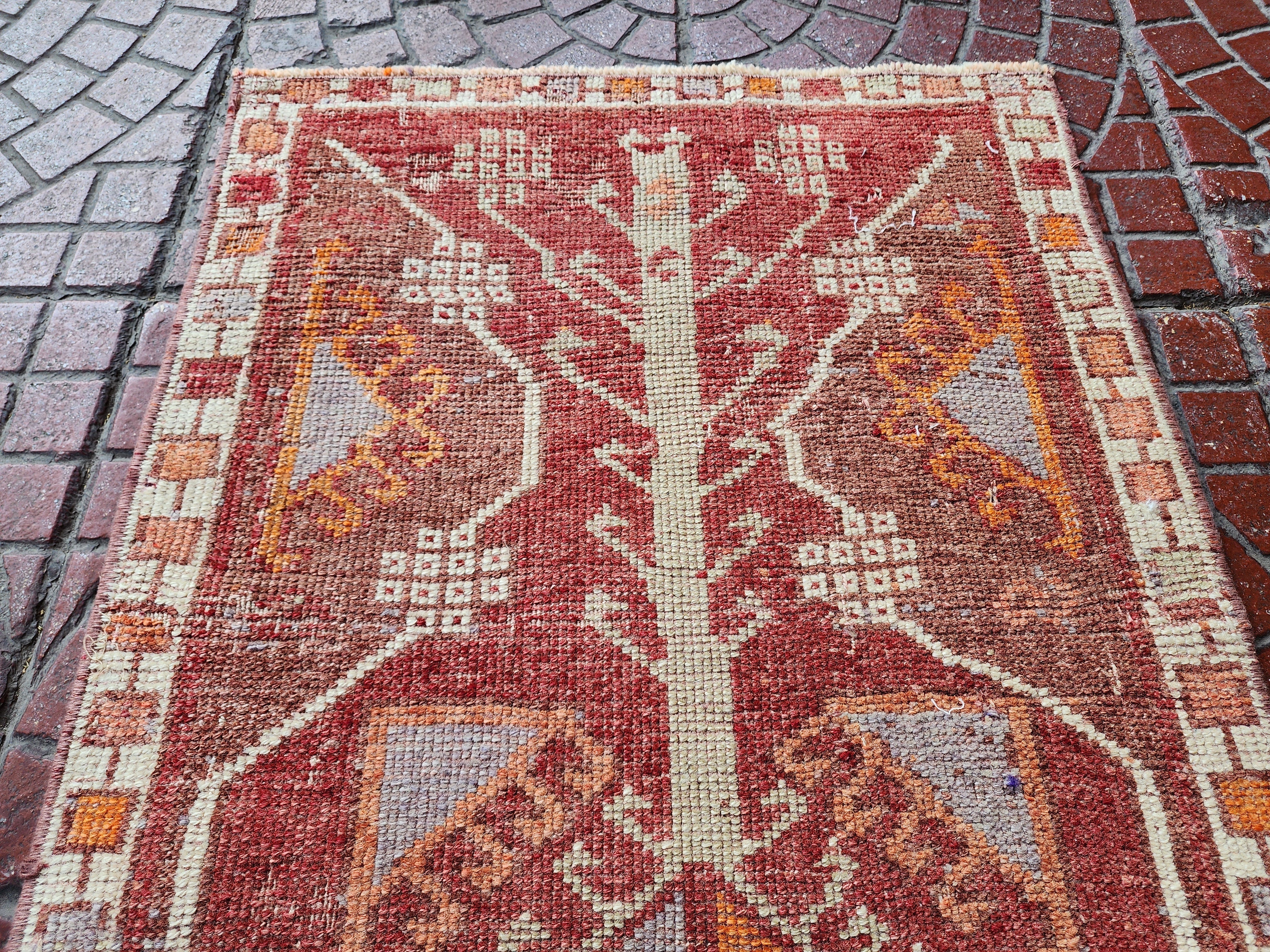 vintage Turkish Wool Area Rug — pattern close-up