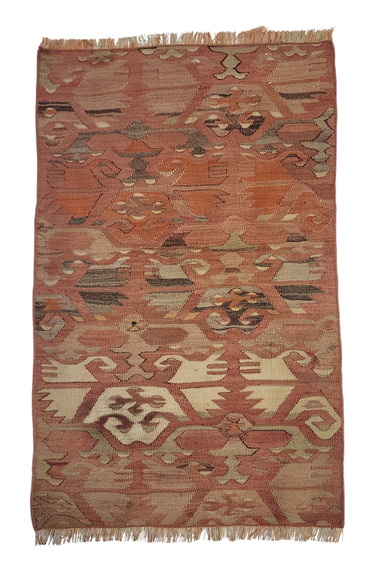 1940s Anatolian Kilim Rug – Handwoven Wool Flatweave, Organic Dyes