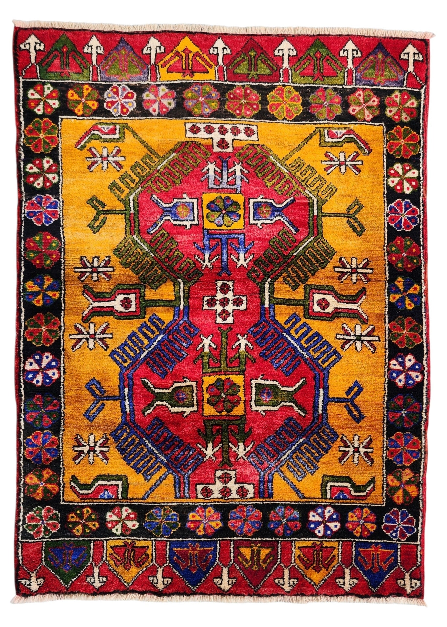 Tilphousa — Konya Yellow and Red Organic Wool Area Rug