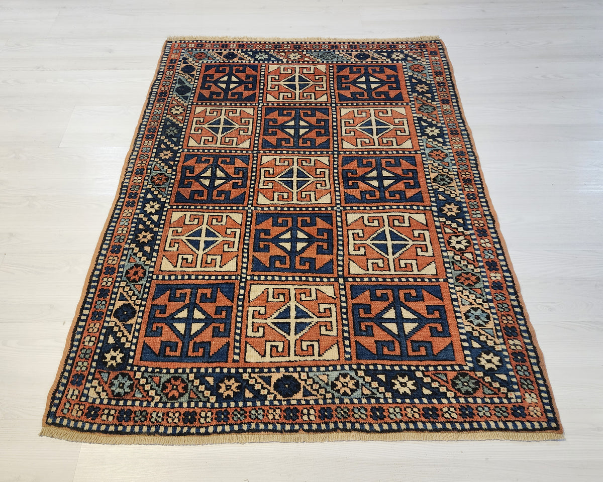 Verda — Rare Antique 1920s Bergama Turkish Rug – Nomadic Yörük Wool Area Rug – 100% Natural Dye Tribal Compartment Rug, Western Anatolia