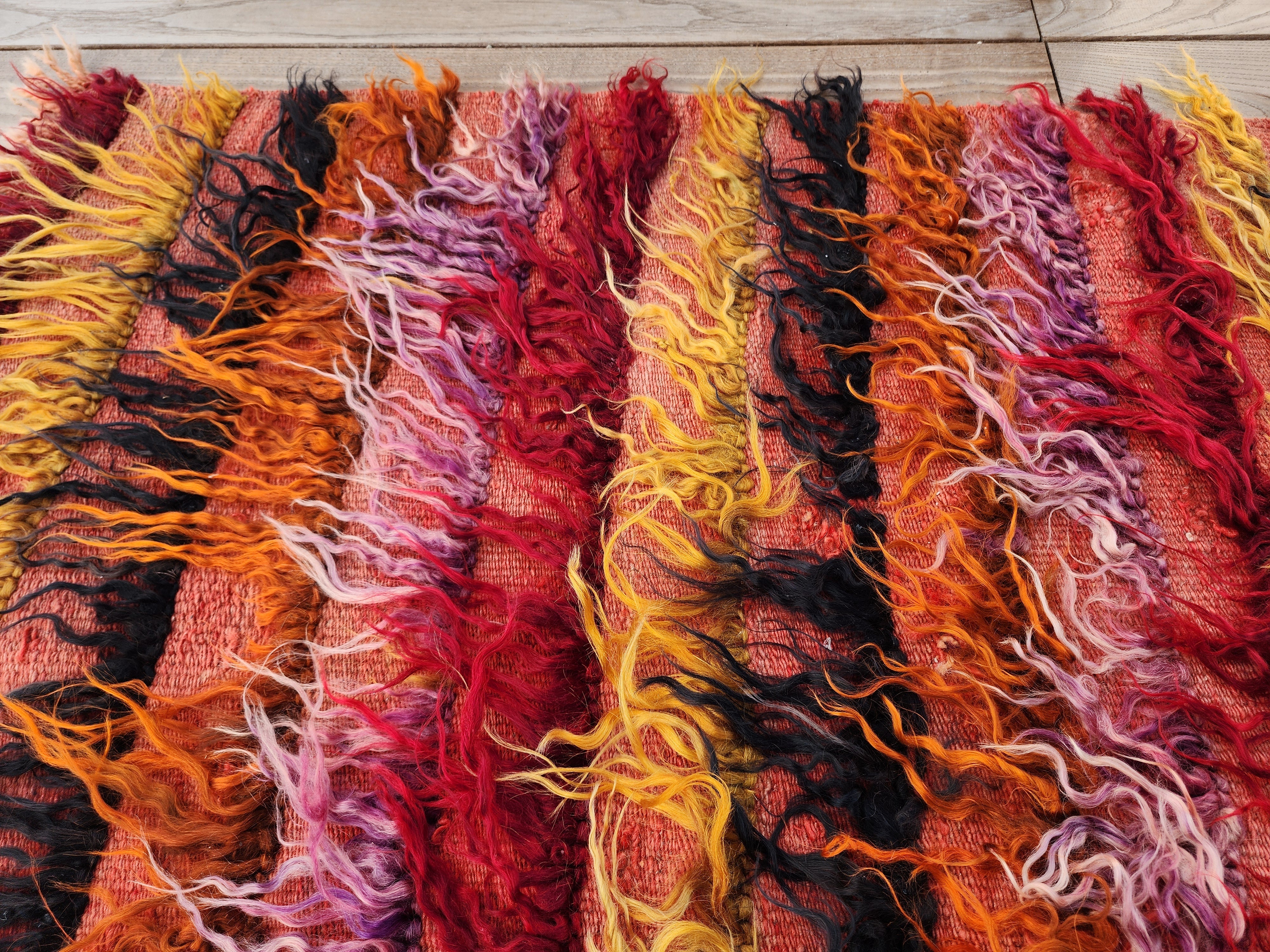 Anzili — Vintage Turkish Tulu Kilim Rug: Handwoven Wool Shaggy Pile, 3'6''x5'1''