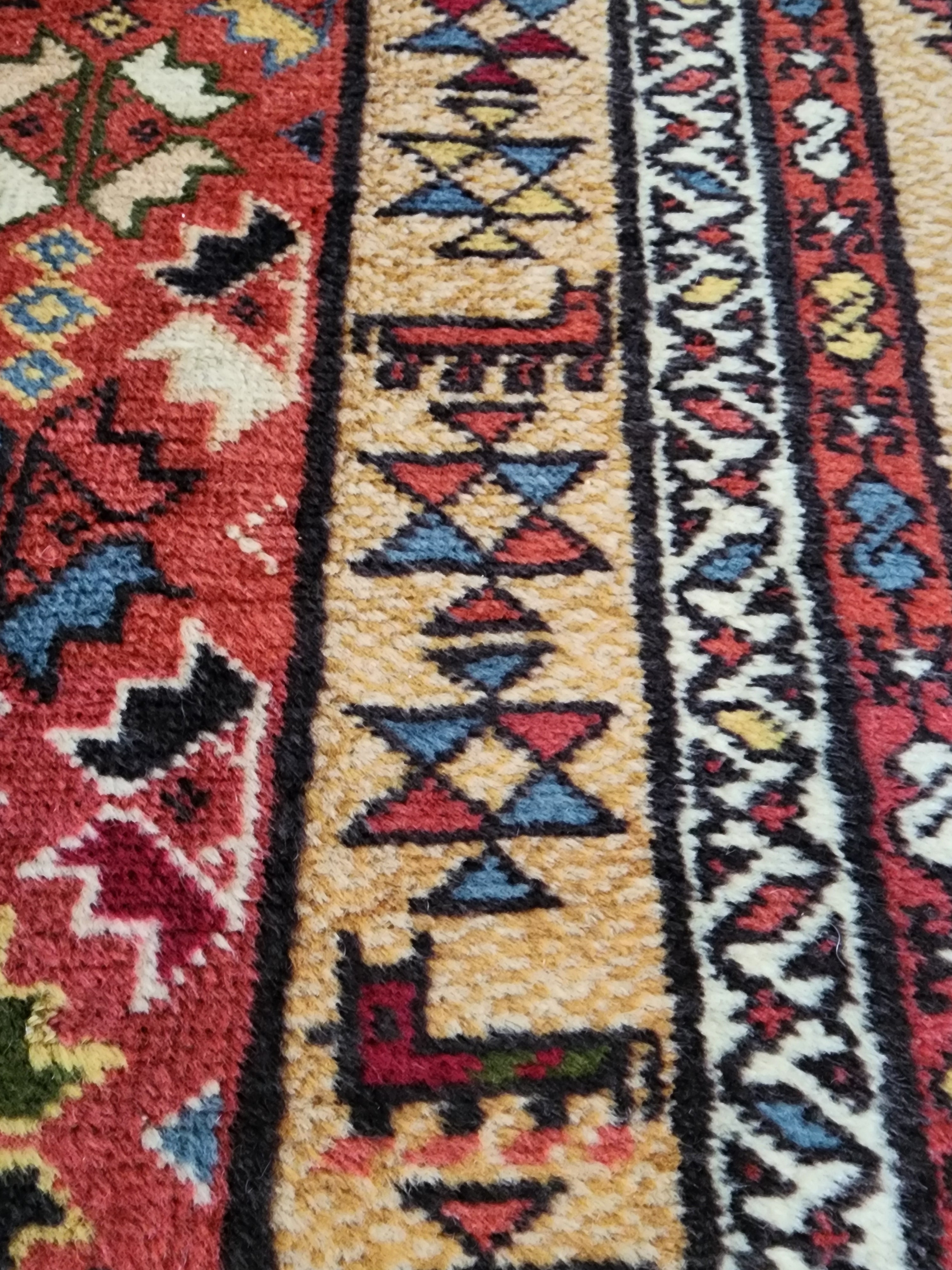 Vintage Camel Hair Runner Rug, 11x3 ft, Handmade Wool Hallway Rug