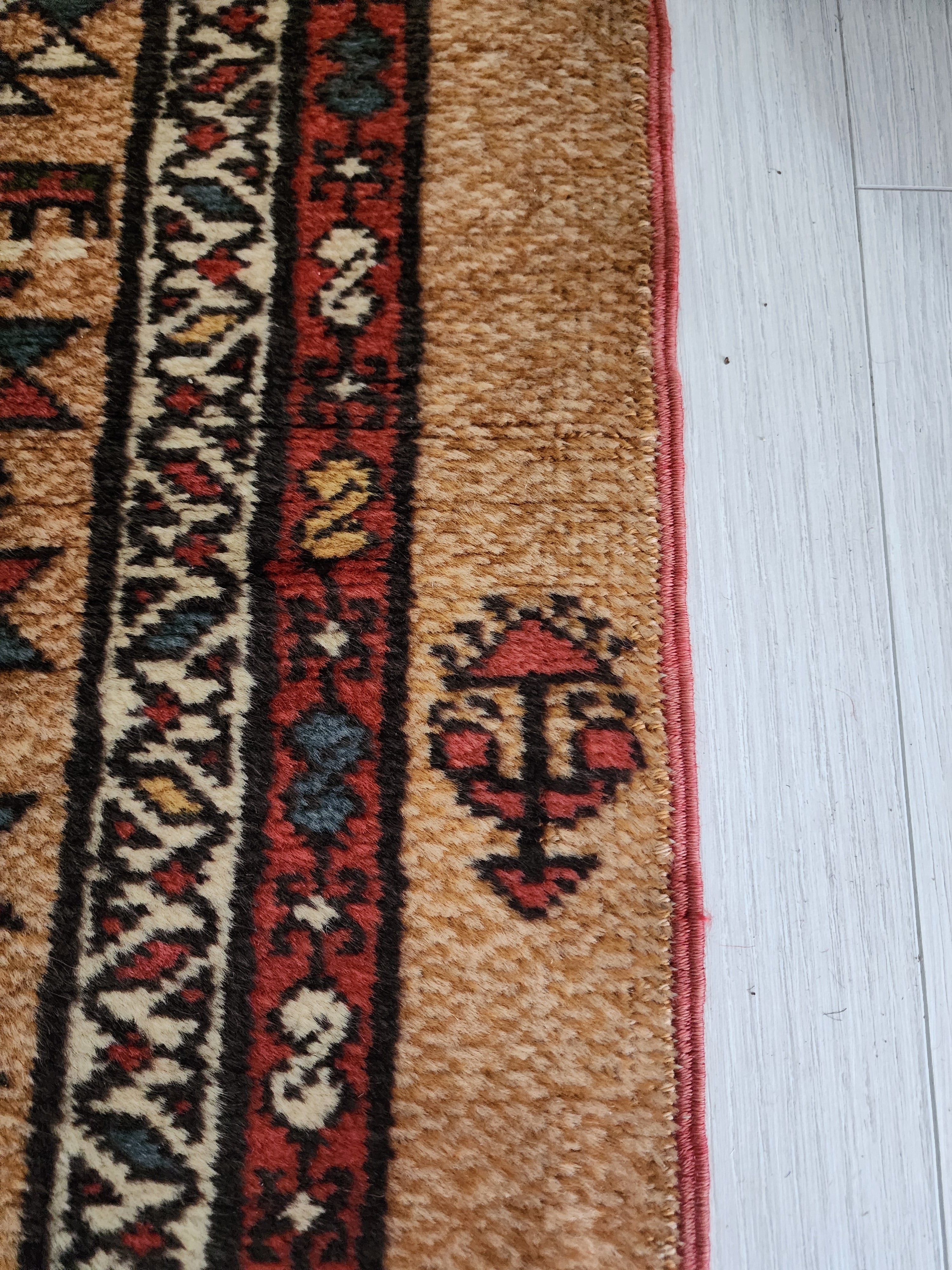 Vintage Camel Hair Runner Rug, 11x3 ft, Handmade Wool Hallway Rug