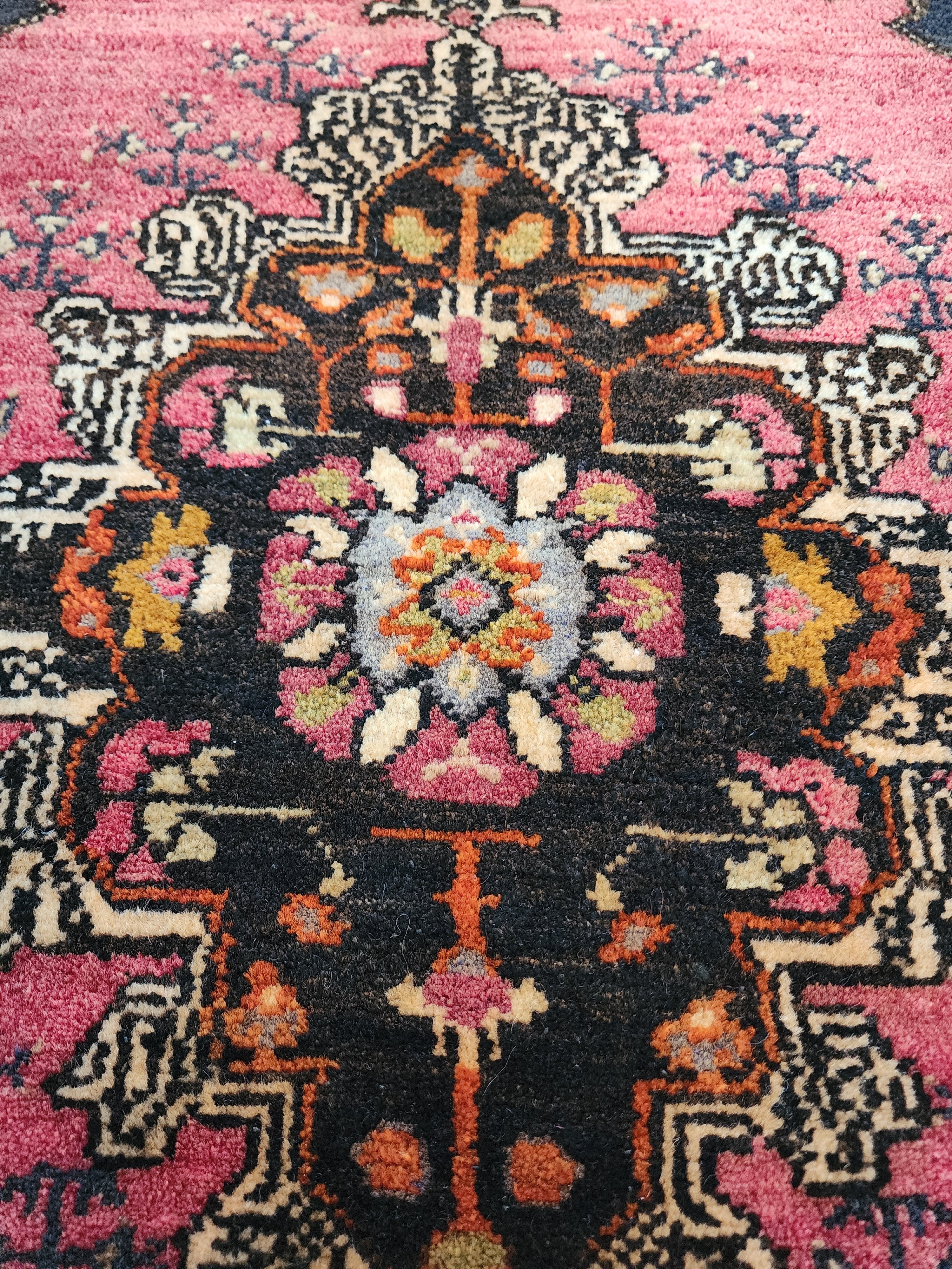 Vintage Turkish Konya Rug, Small Red Brown Wool Mat