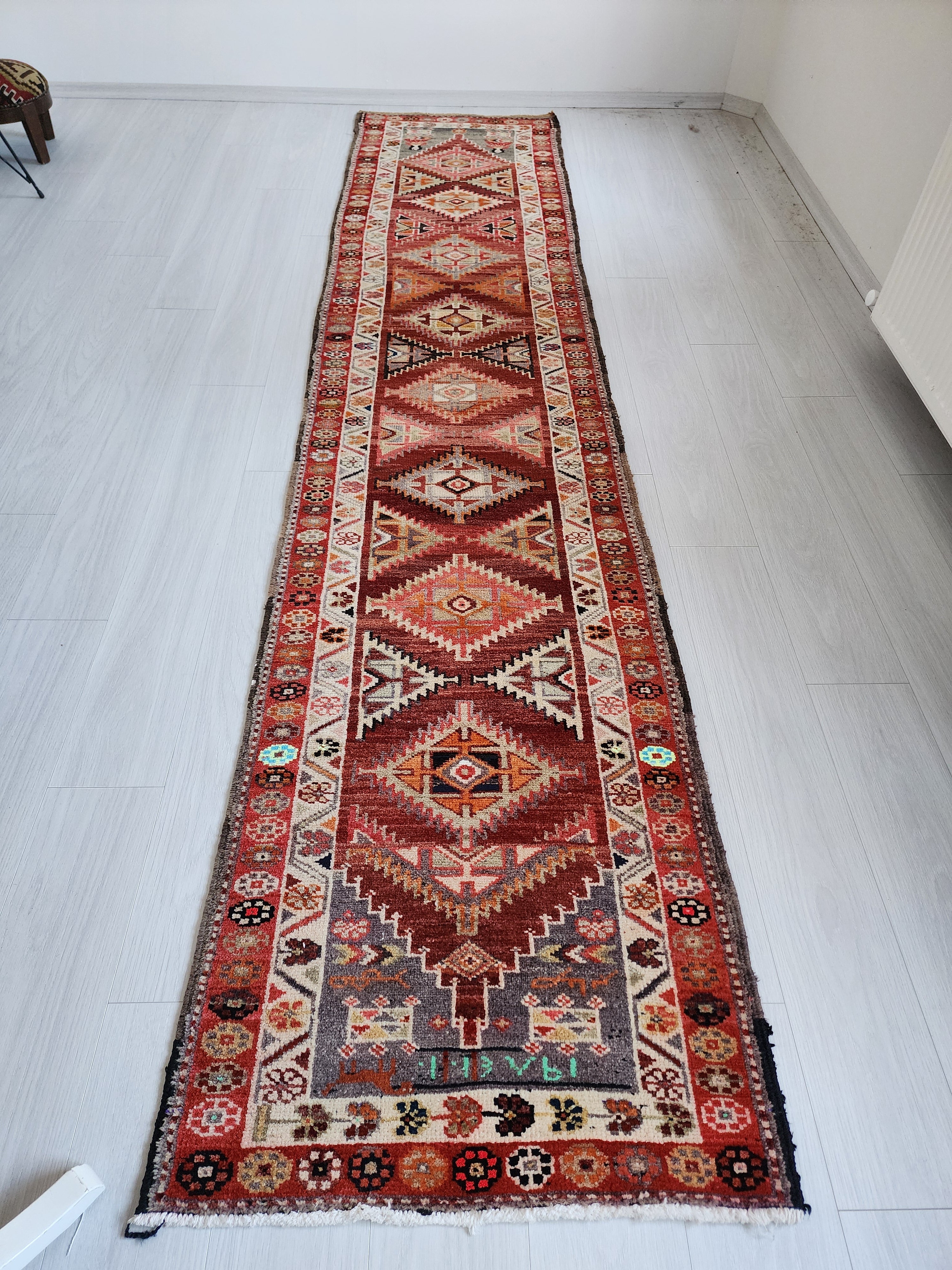 vintage Oushak Wool Runner Rug — detail texture