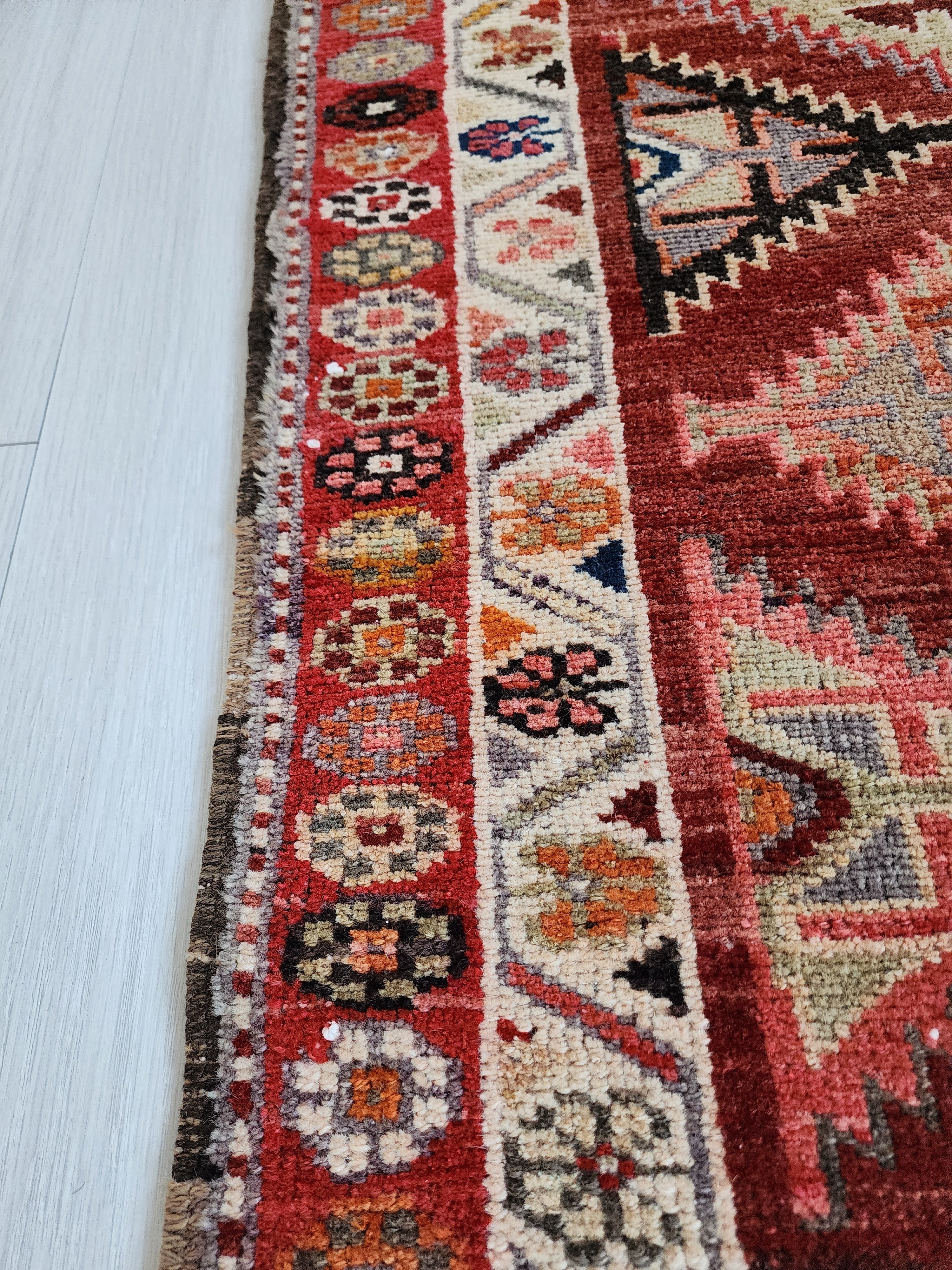 vintage Oushak Wool Runner Rug — styled view