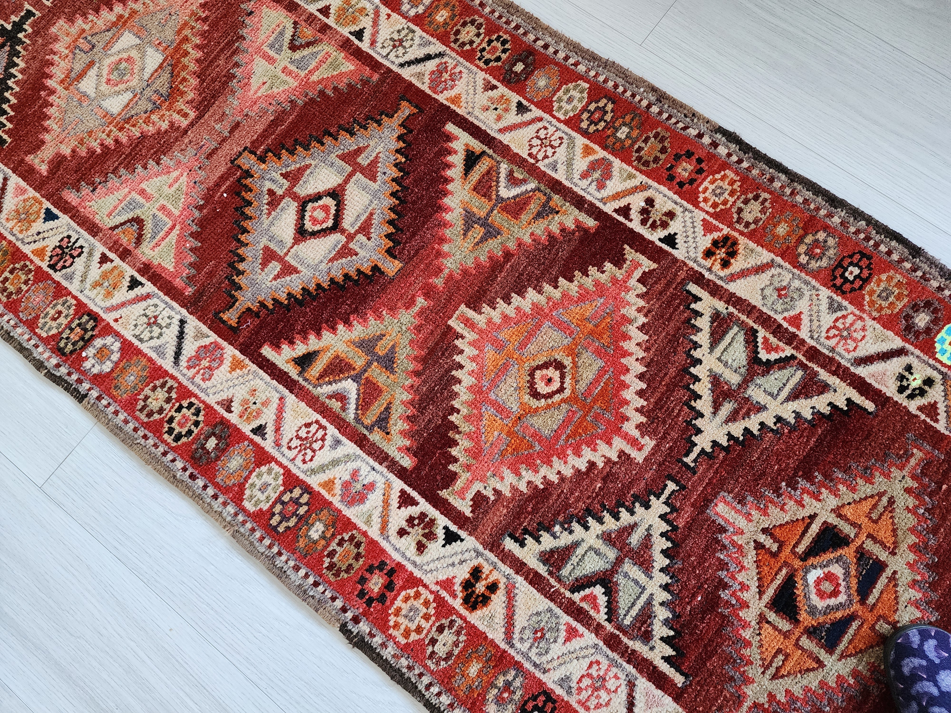vintage Oushak Wool Runner Rug — in setting