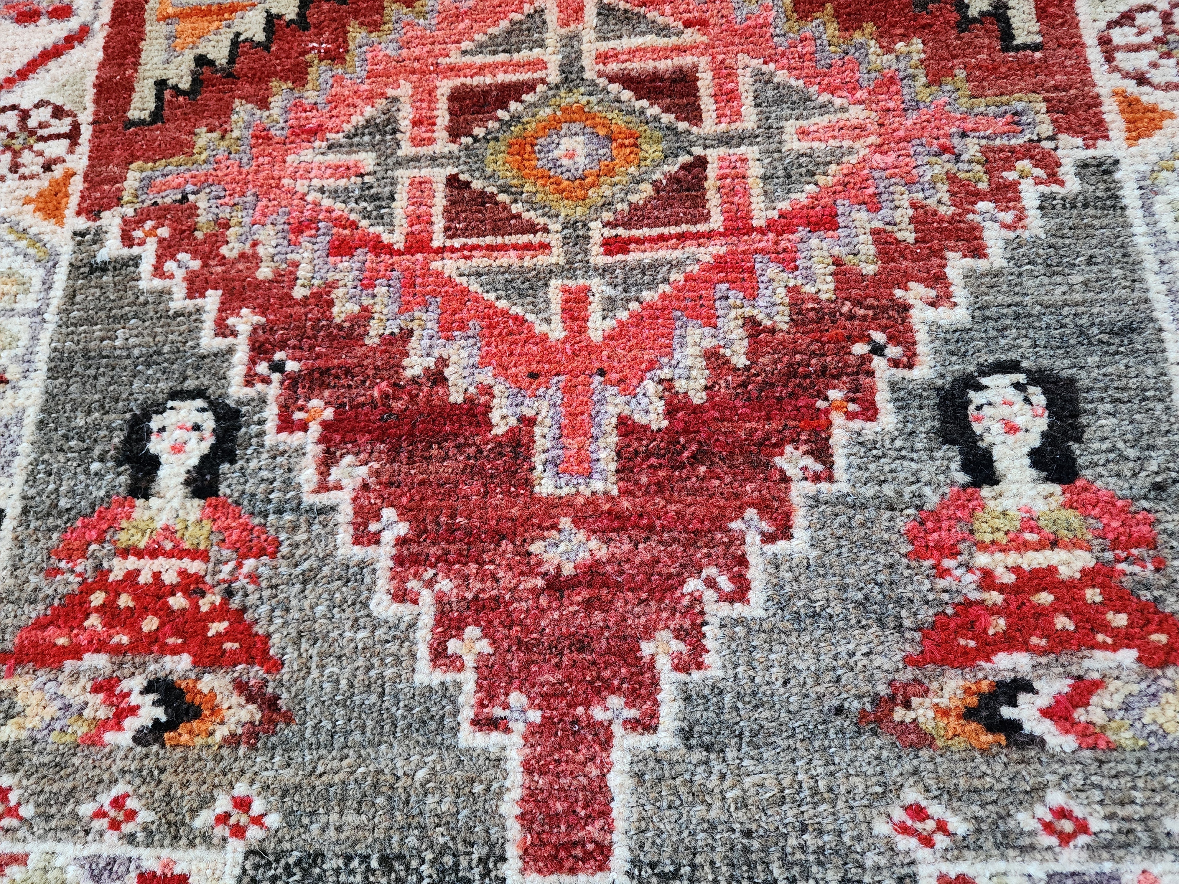 vintage Oushak Wool Runner Rug — back view
