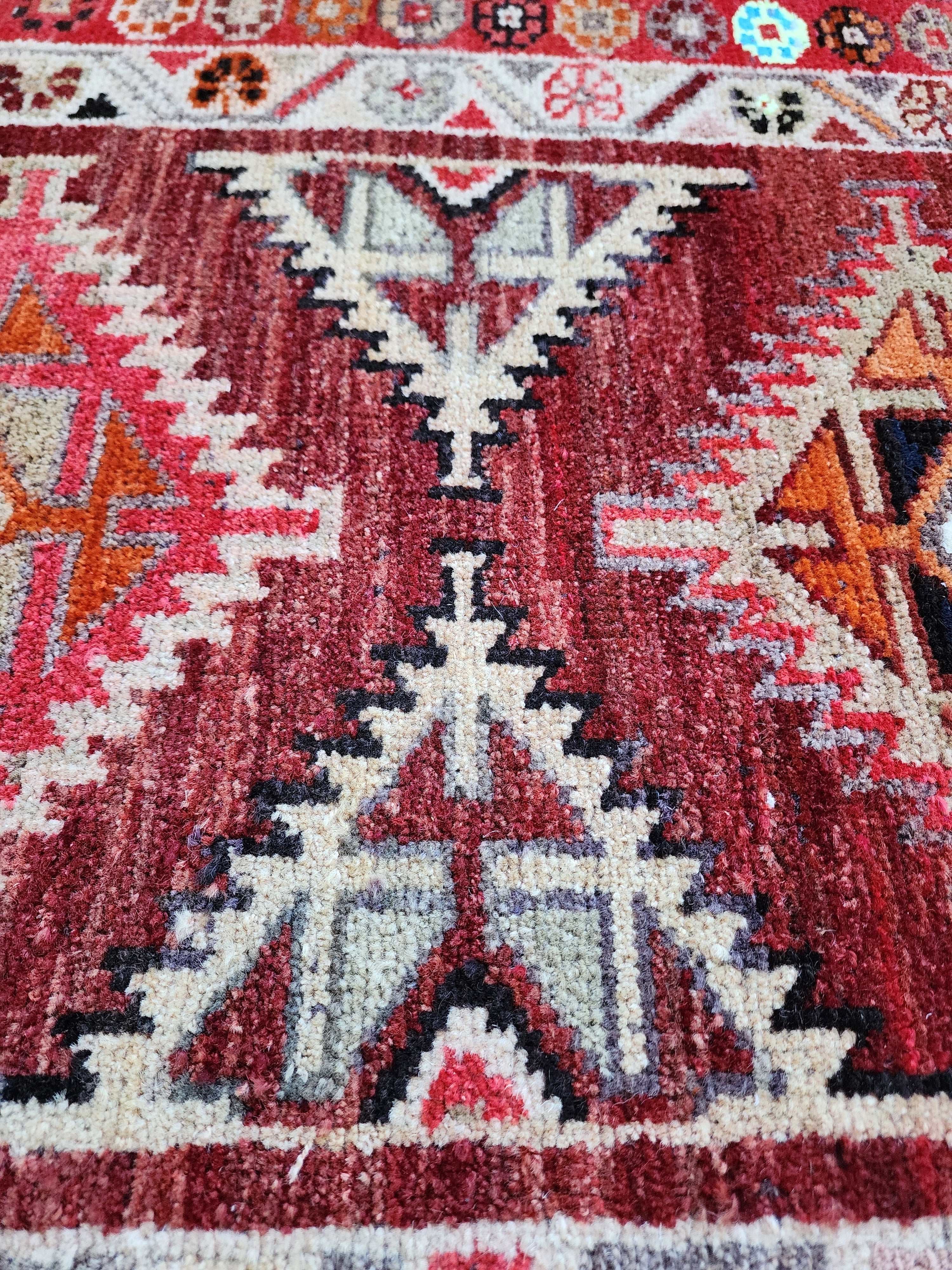 vintage Oushak Wool Runner Rug — colour close-up