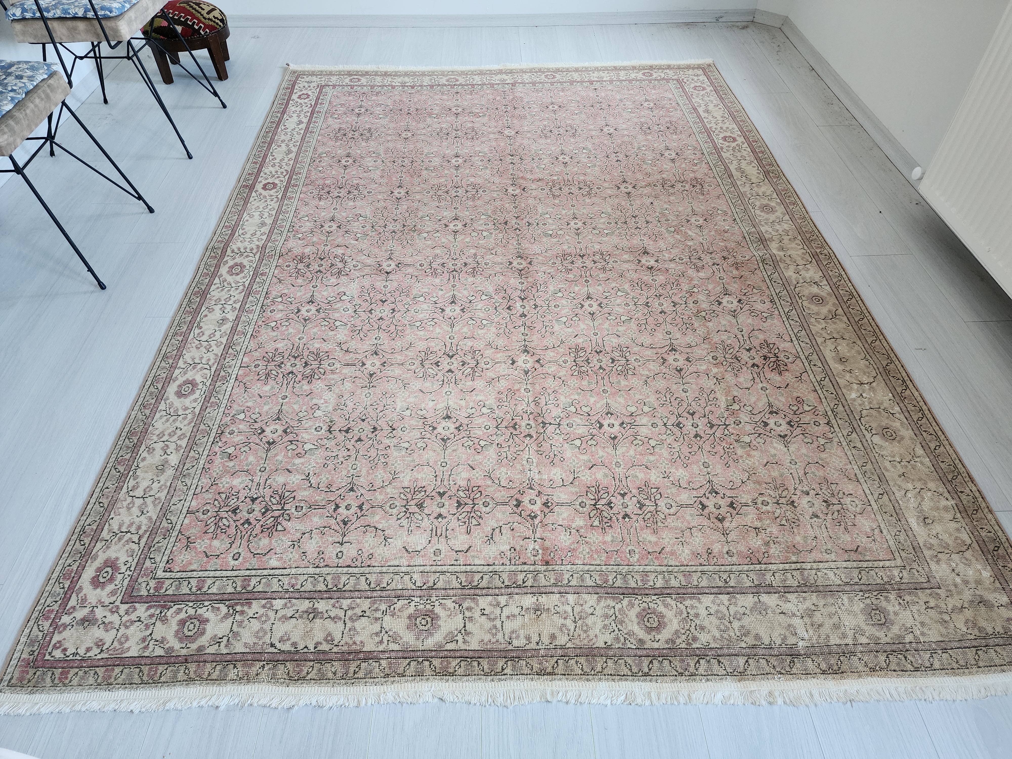antique Kayseri Silk Large Area Rug — detail texture