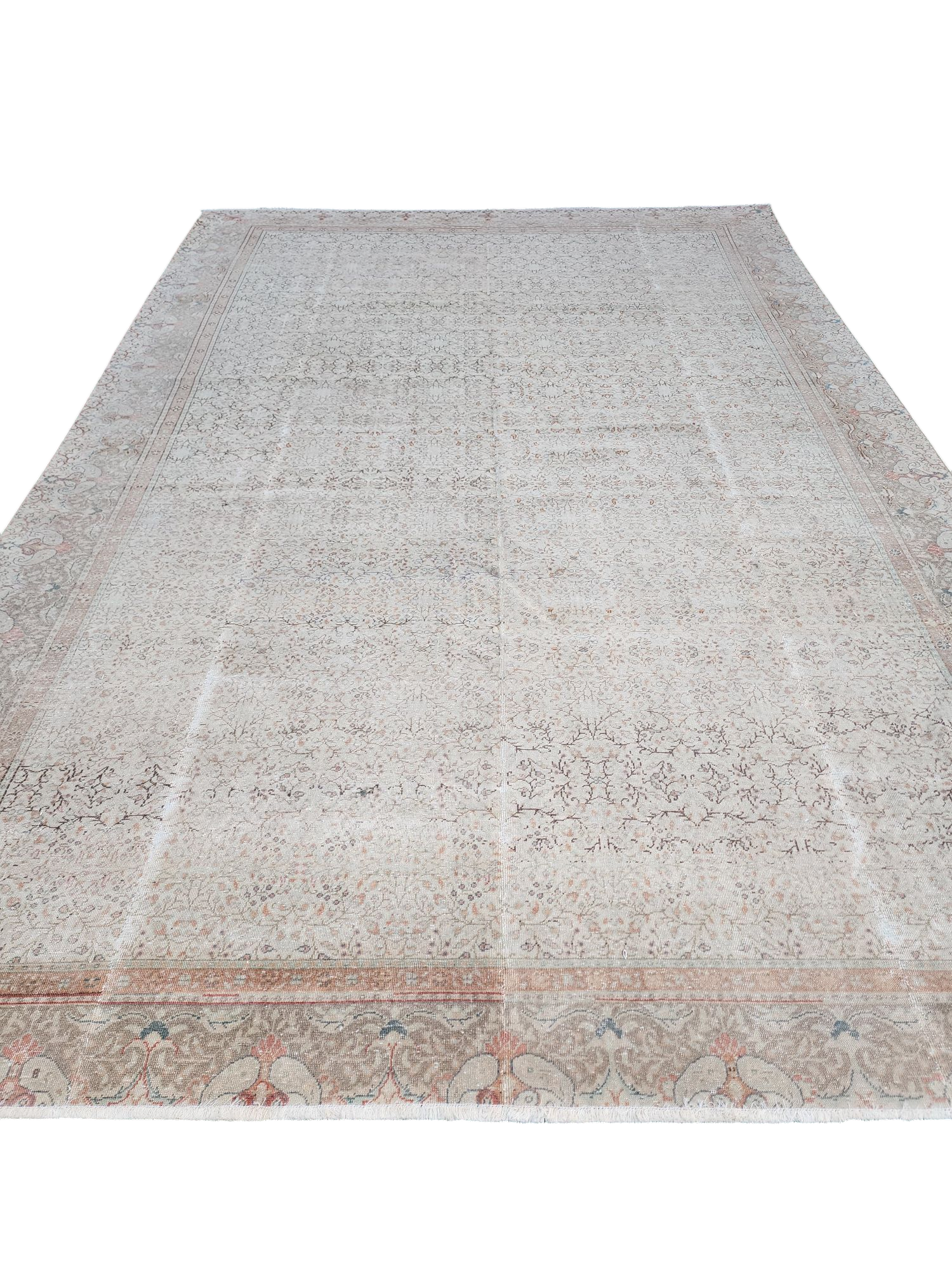 antique Oushak Wool Large Area Rug — detail texture