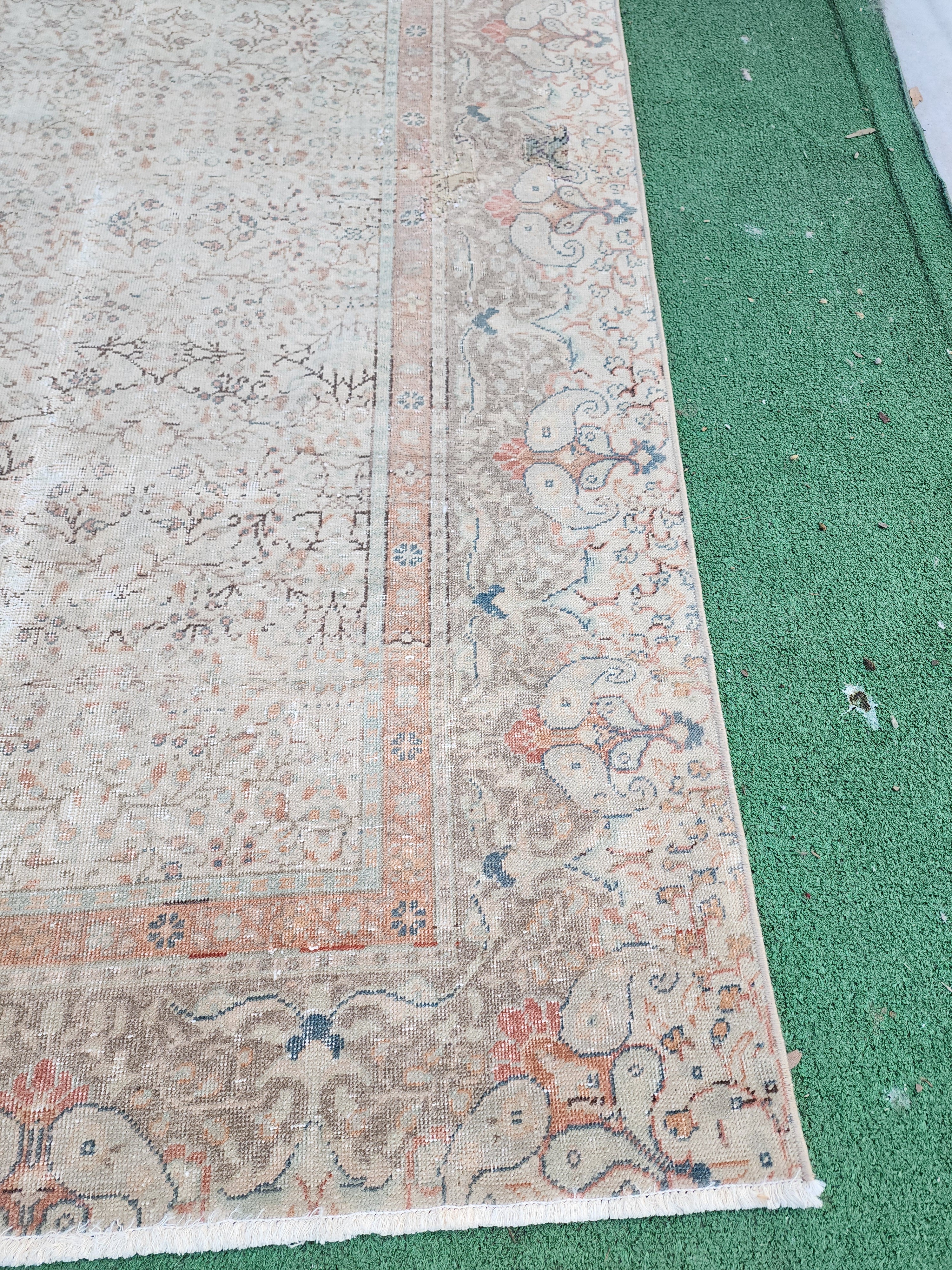 antique Oushak Wool Large Area Rug — in setting