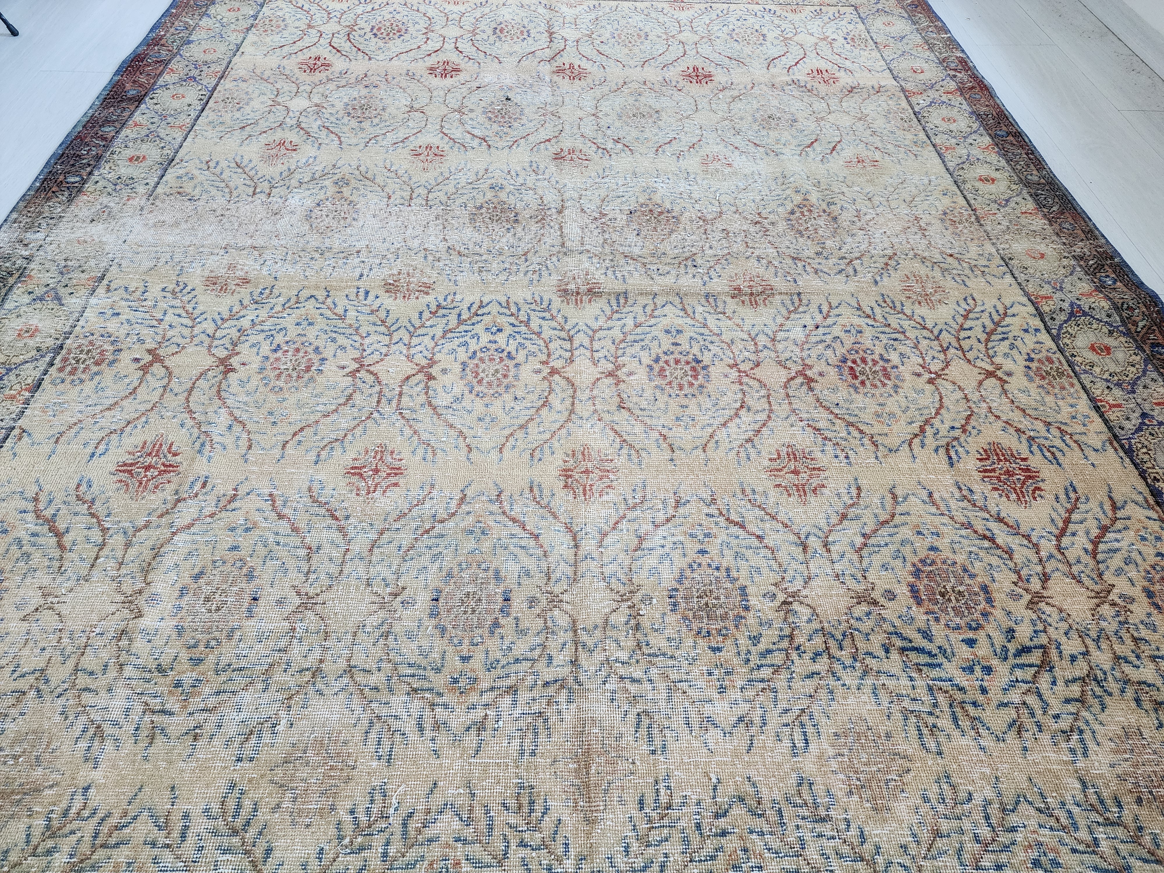 antique Kayseri Silk Large Area Rug — edge weave