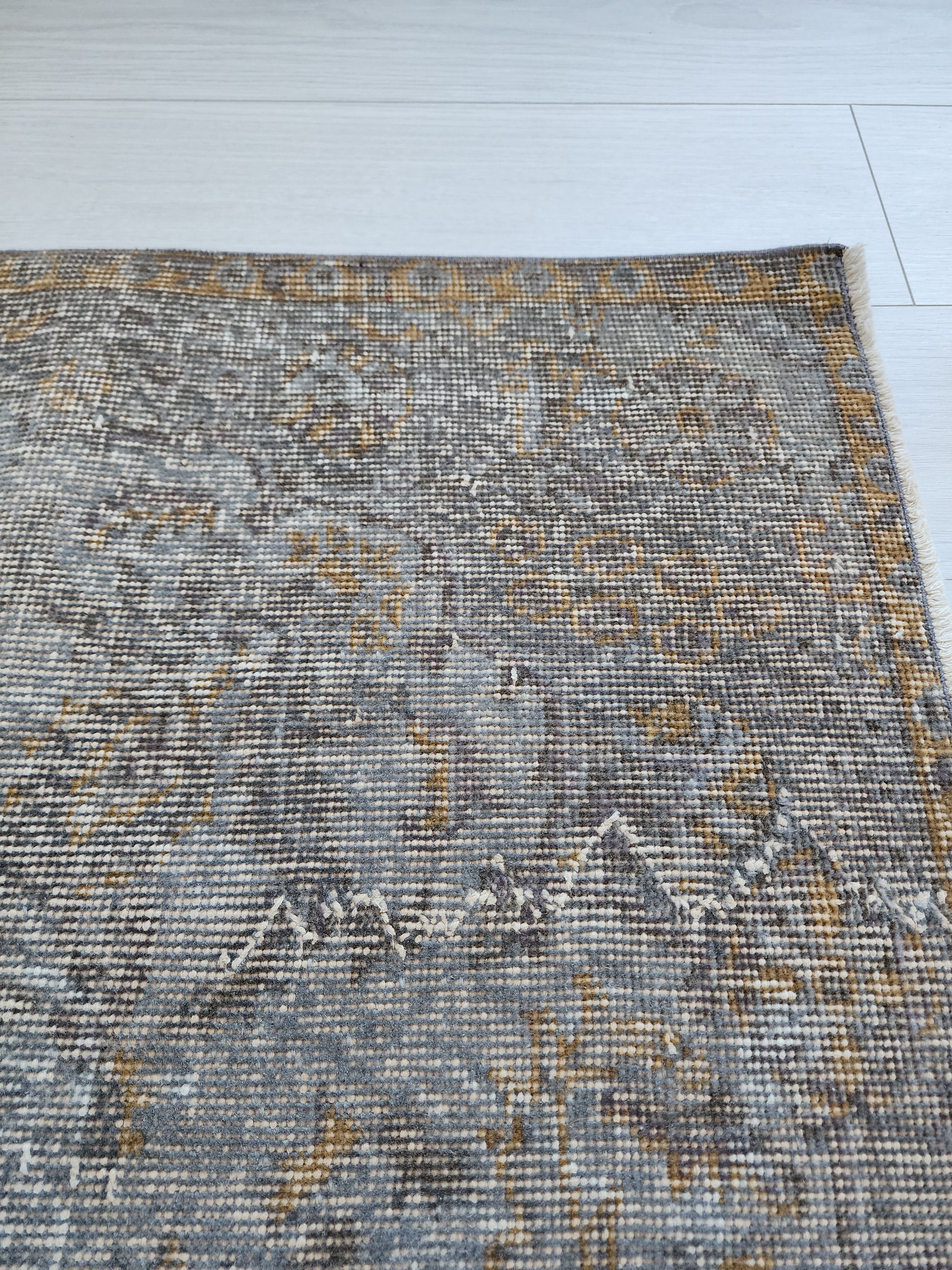 vintage Anatolian Wool Small Rug — edge weave