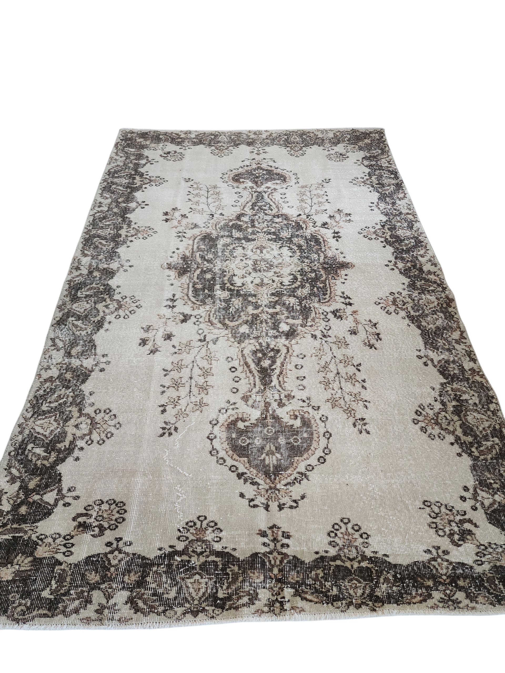 vintage Kayseri Wool Area Rug — back view