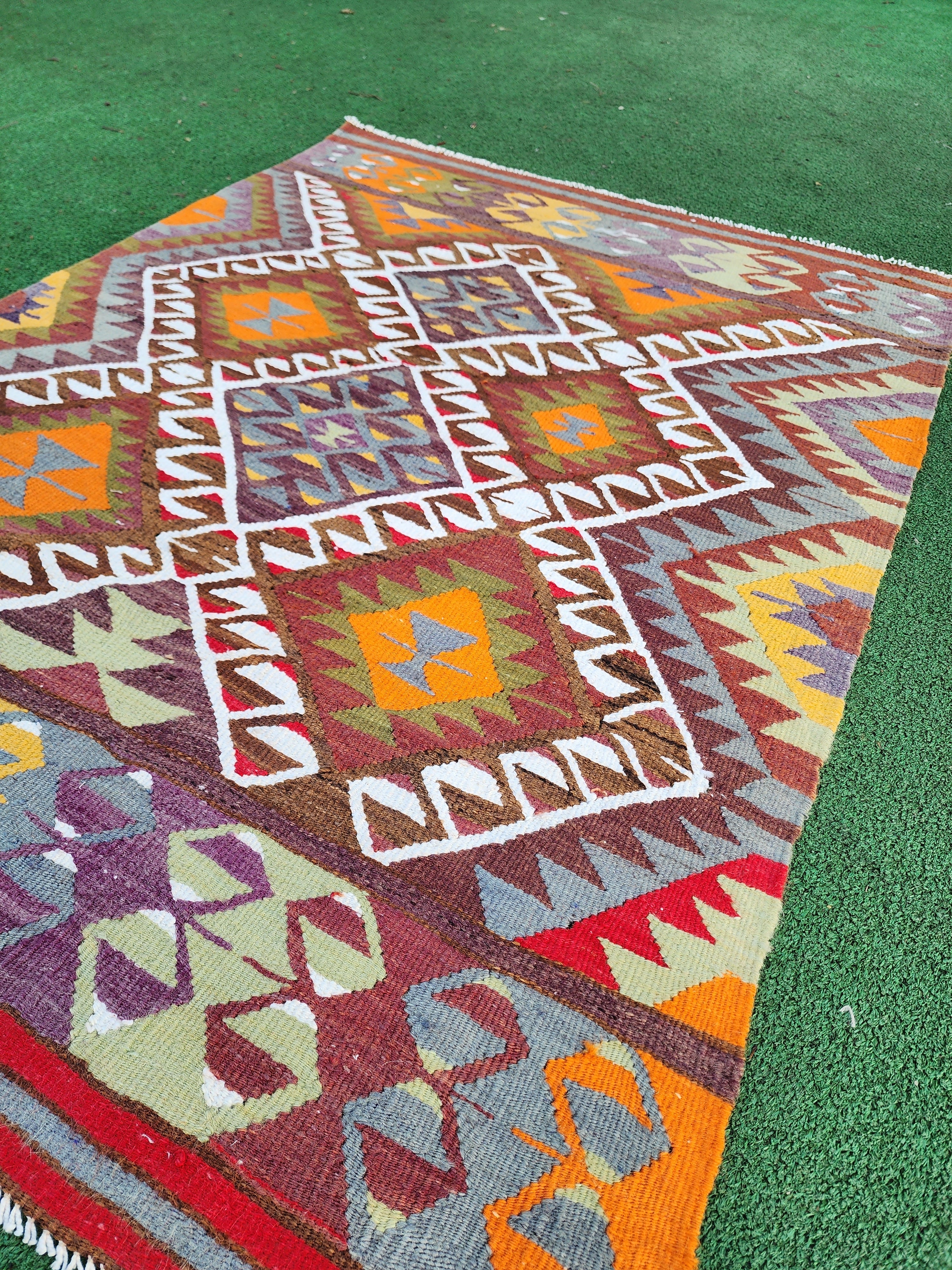 antique Anatolian Wool Small Rug — back view