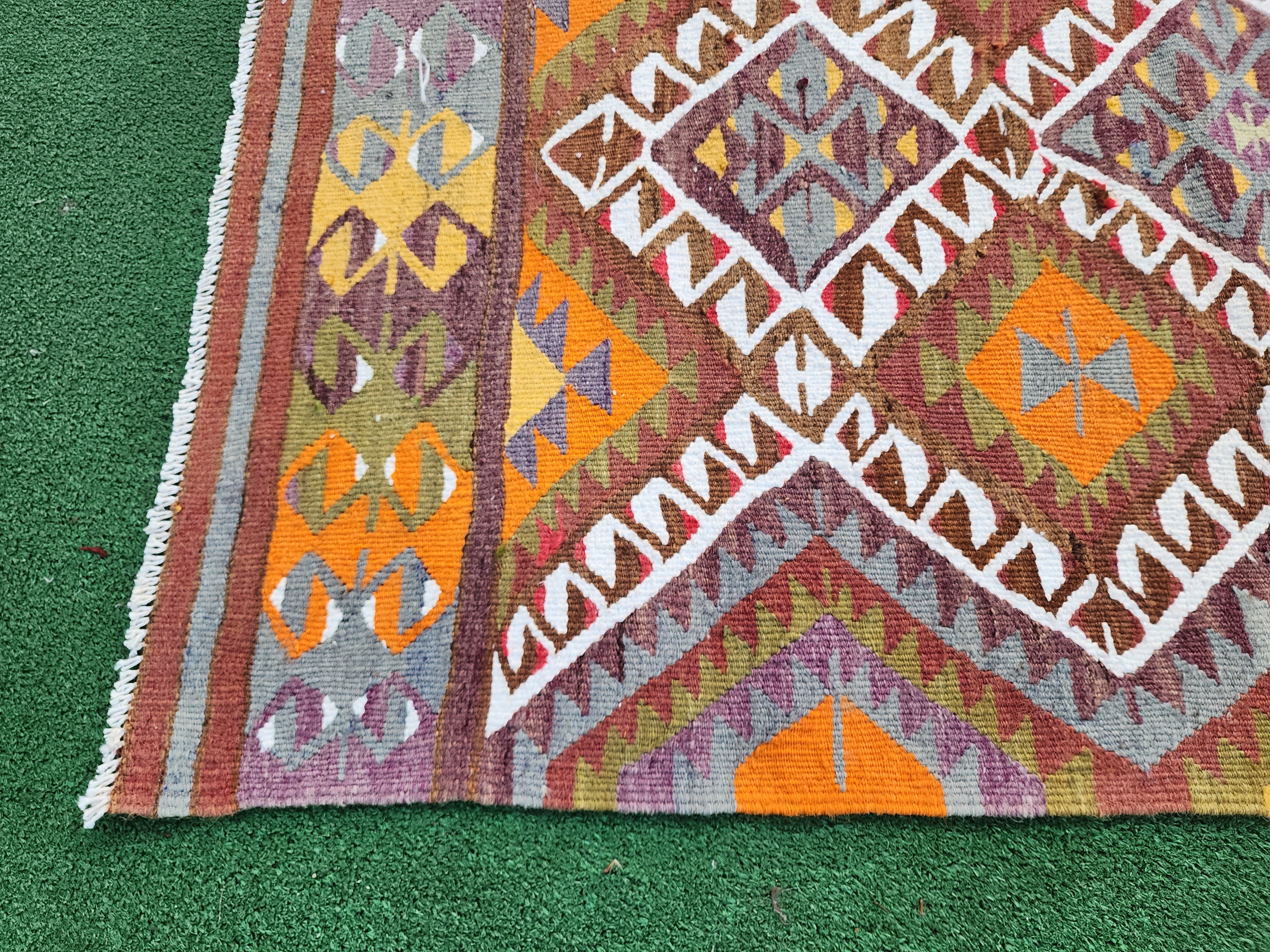 antique Anatolian Wool Small Rug — edge weave