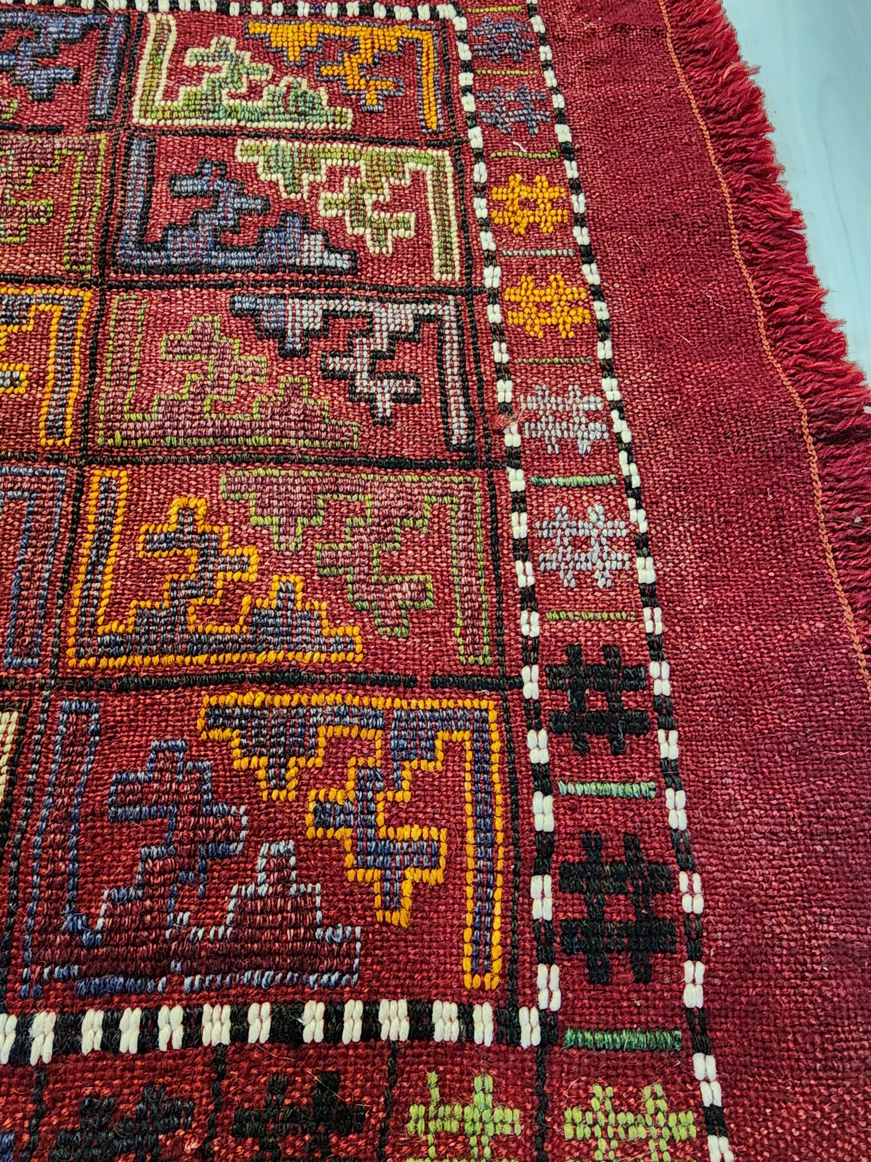 vintage Konya Wool Runner Rug — edge weave