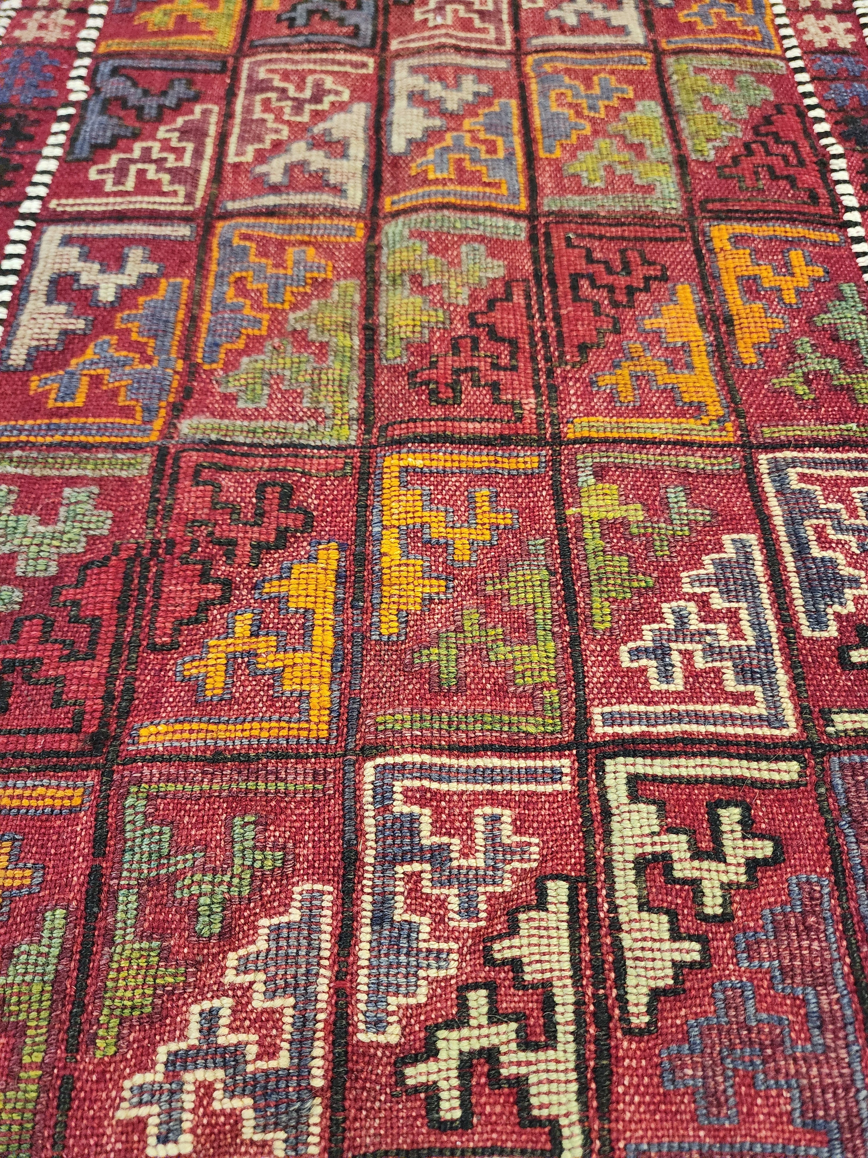 vintage Konya Wool Runner Rug — back view