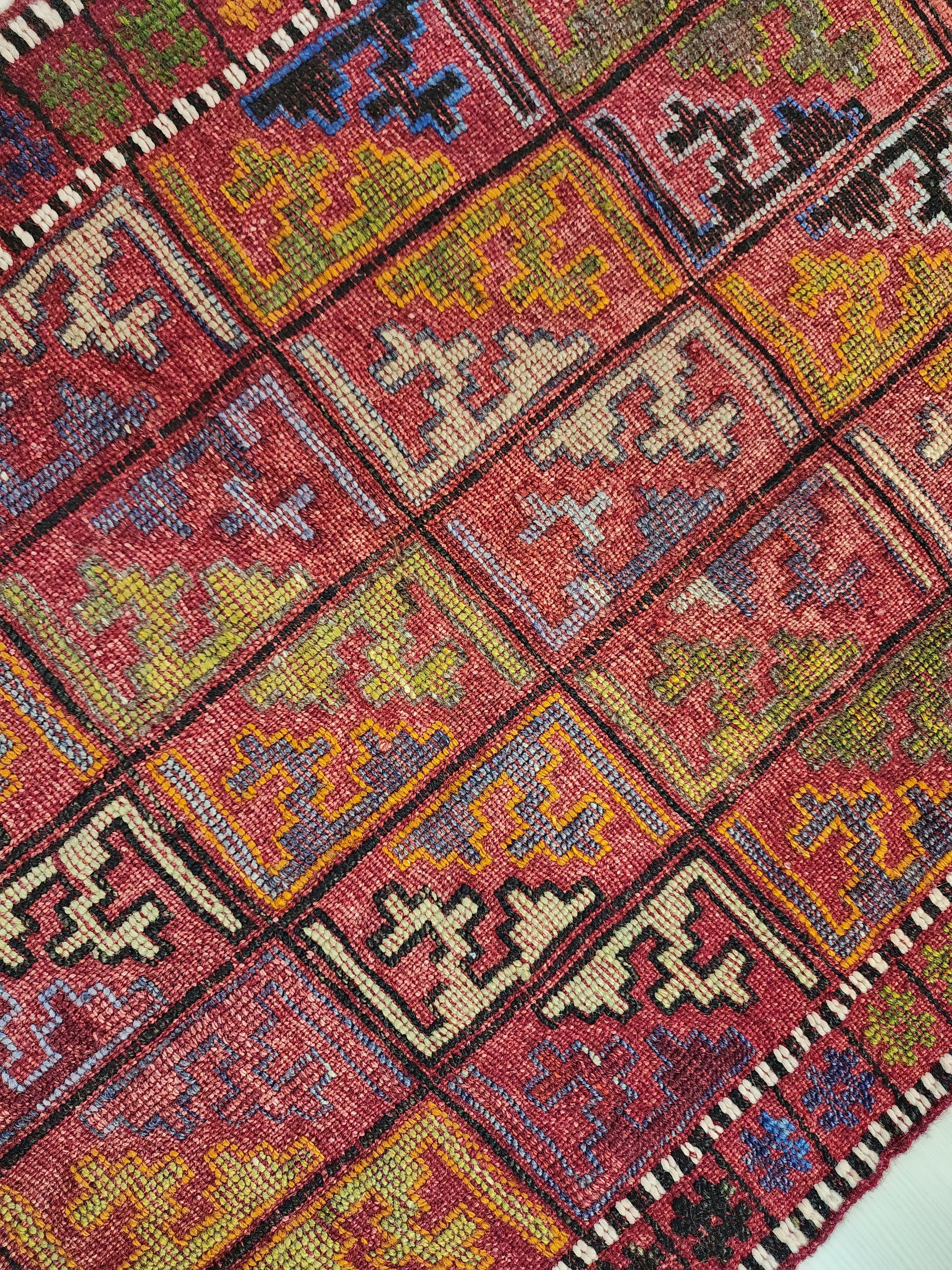 vintage Konya Wool Runner Rug — edge weave