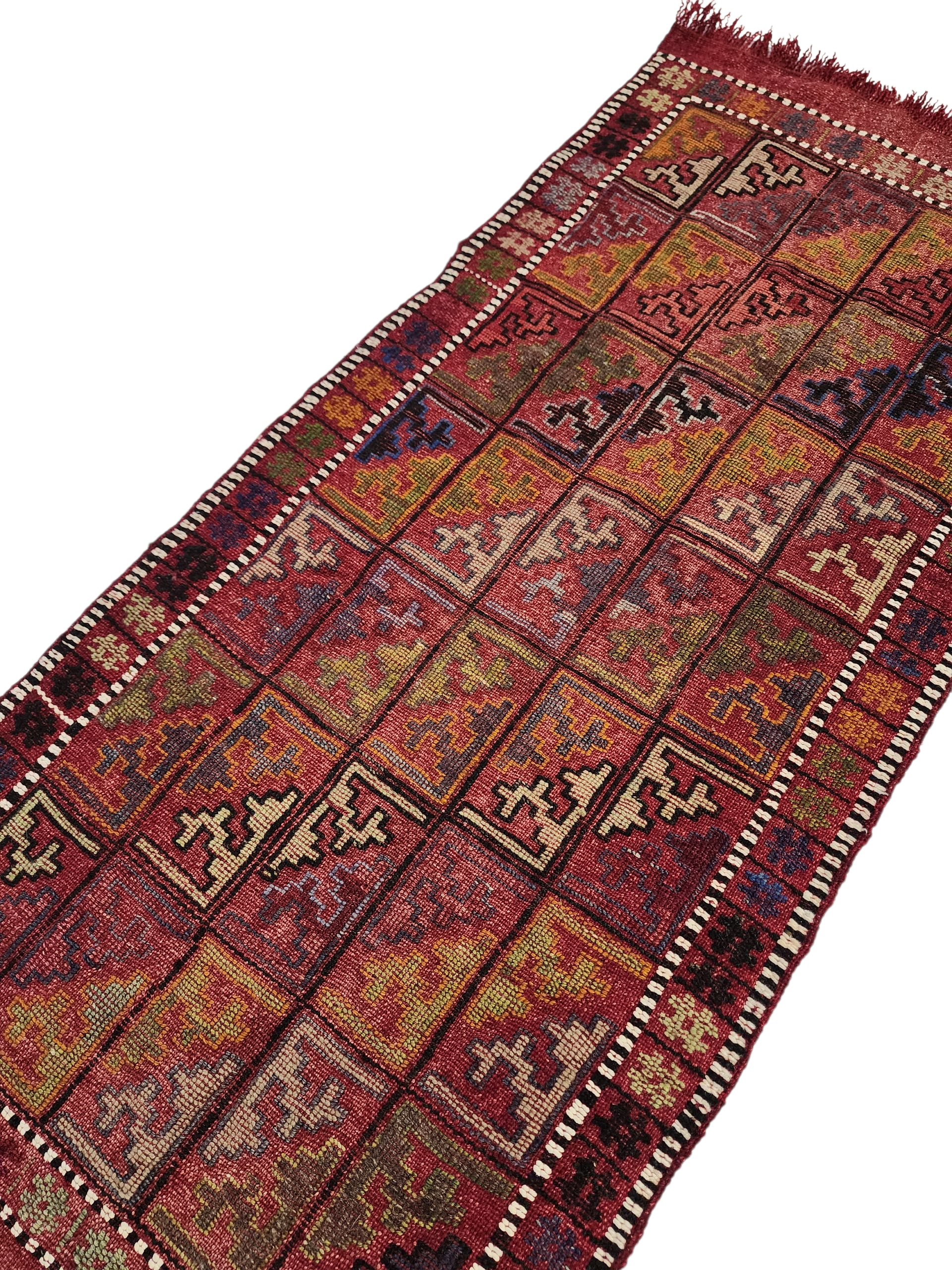 vintage Konya Wool Runner Rug — back view