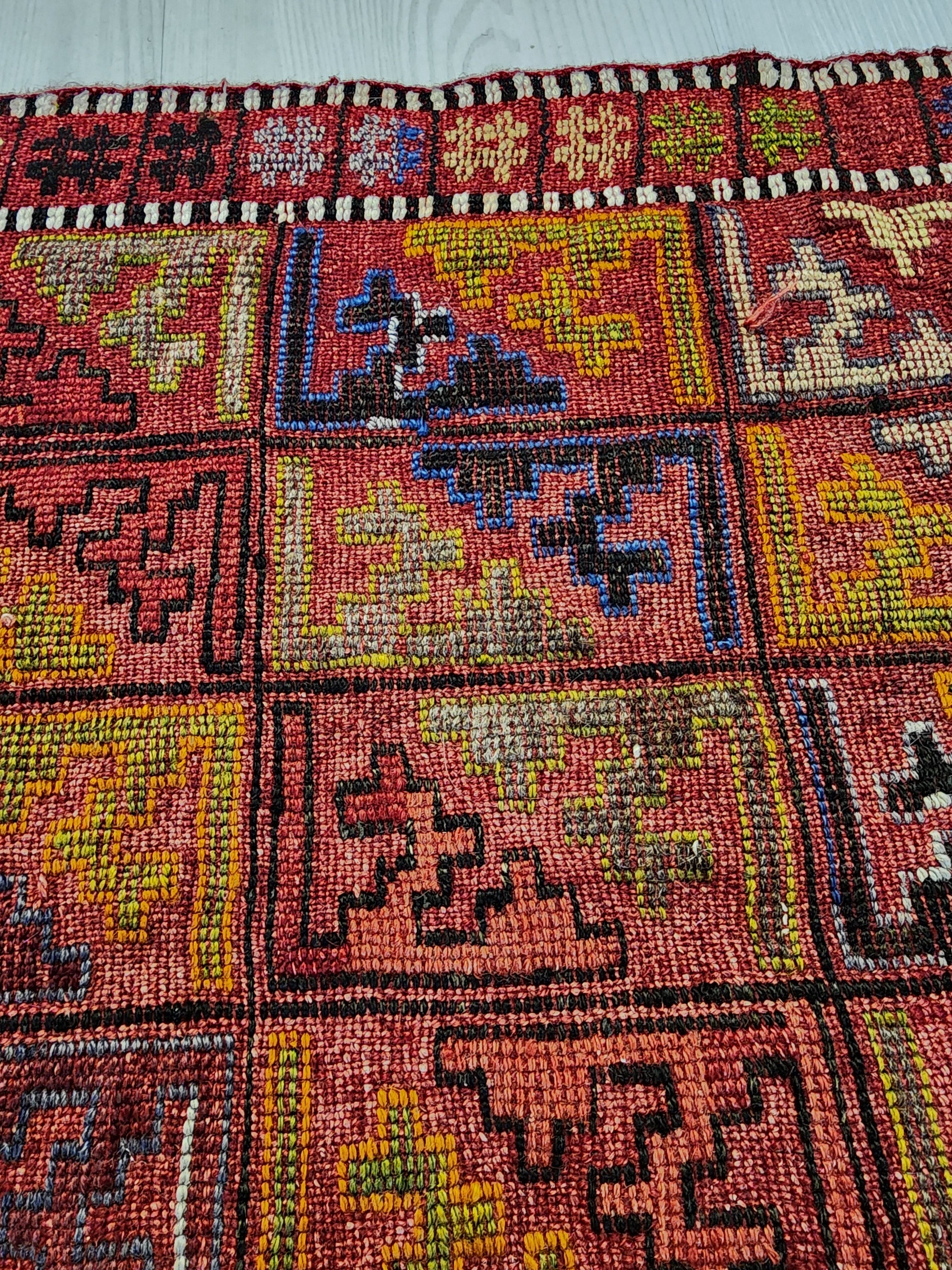 vintage Konya Wool Runner Rug — corner detail