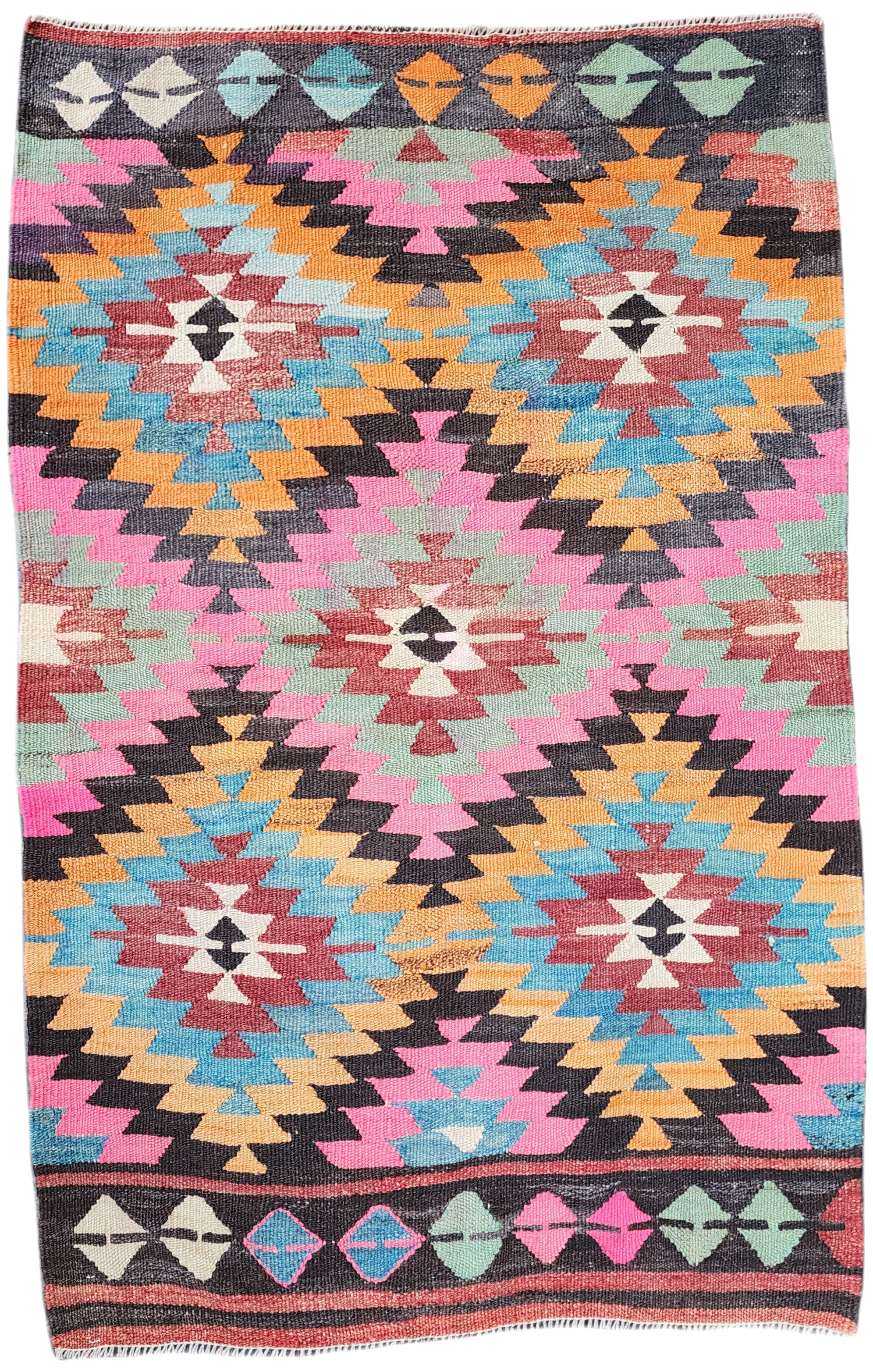 Pink Denizli Kilim Rug, 3'1''x4'8''