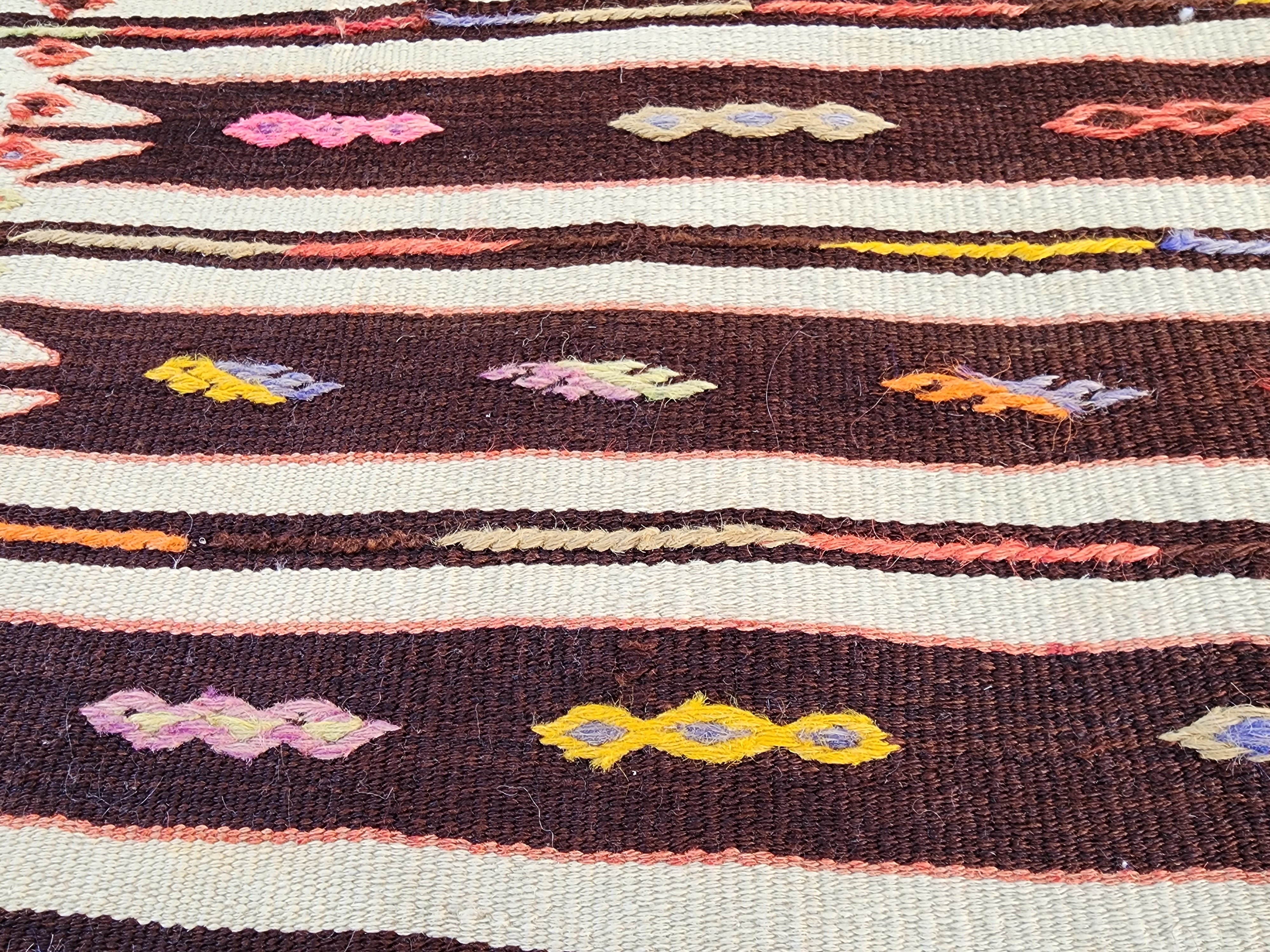 vintage Kilim Wool Small Rug — border pattern