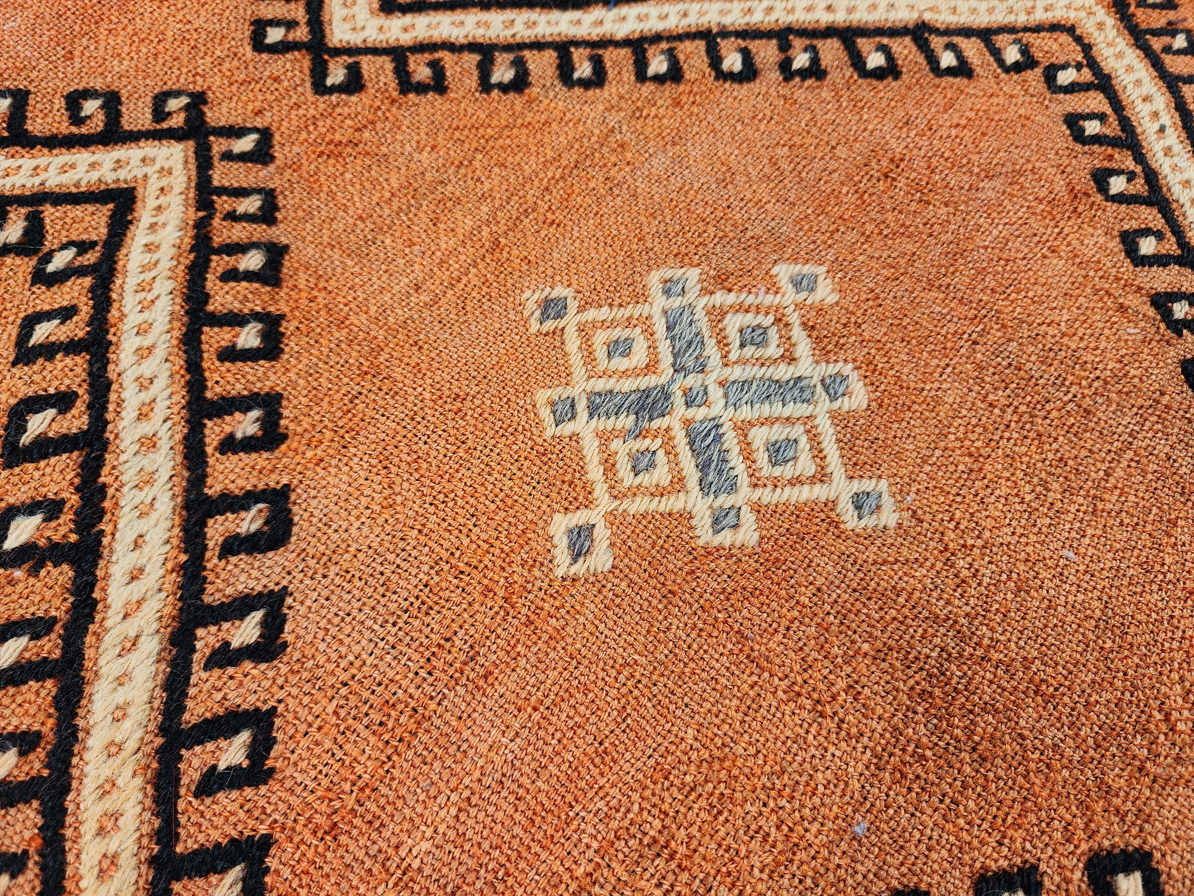 vintage Konya Wool Runner Rug — edge weave