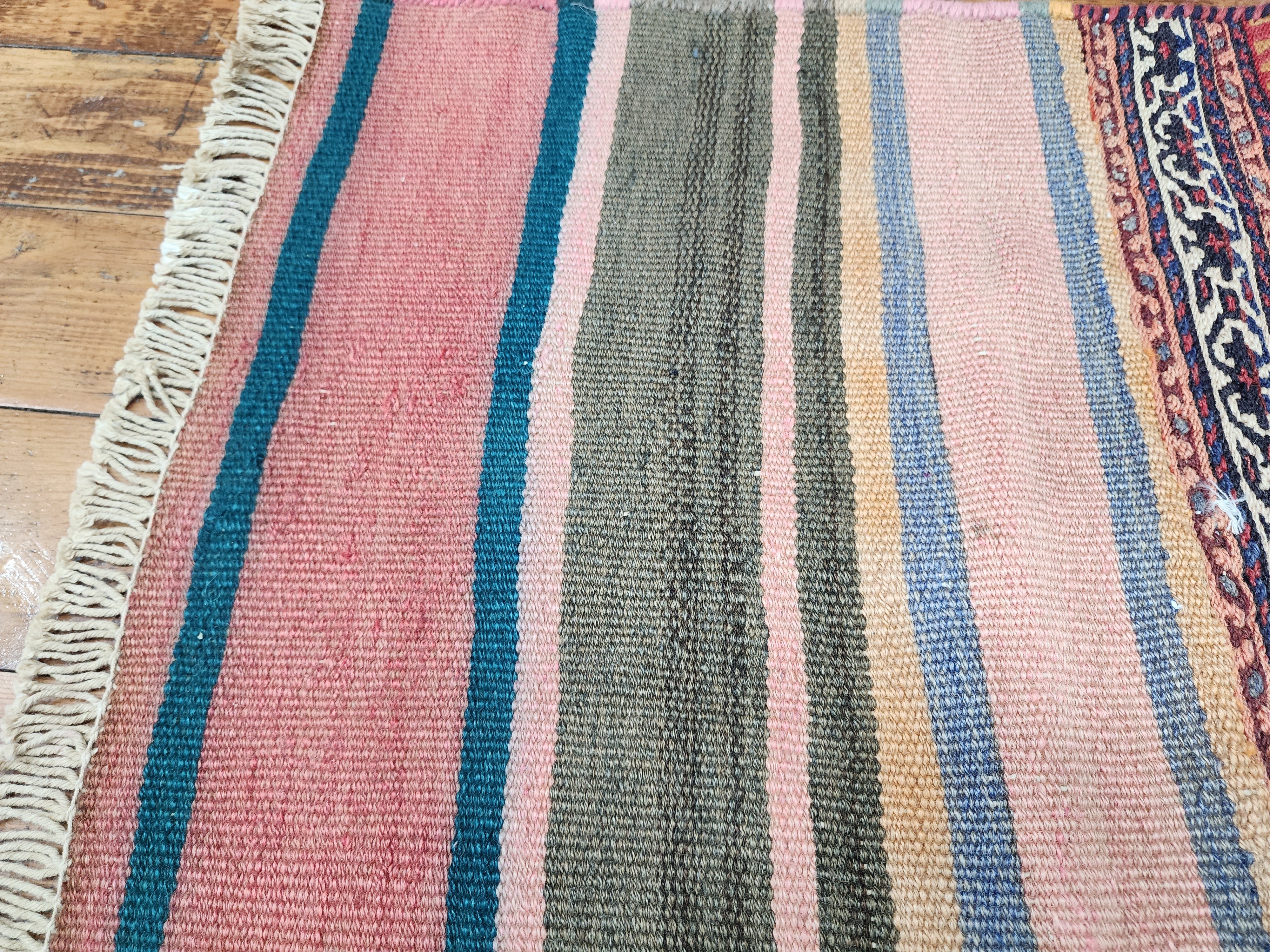 vintage Soumak Wool Runner Rug — corner detail