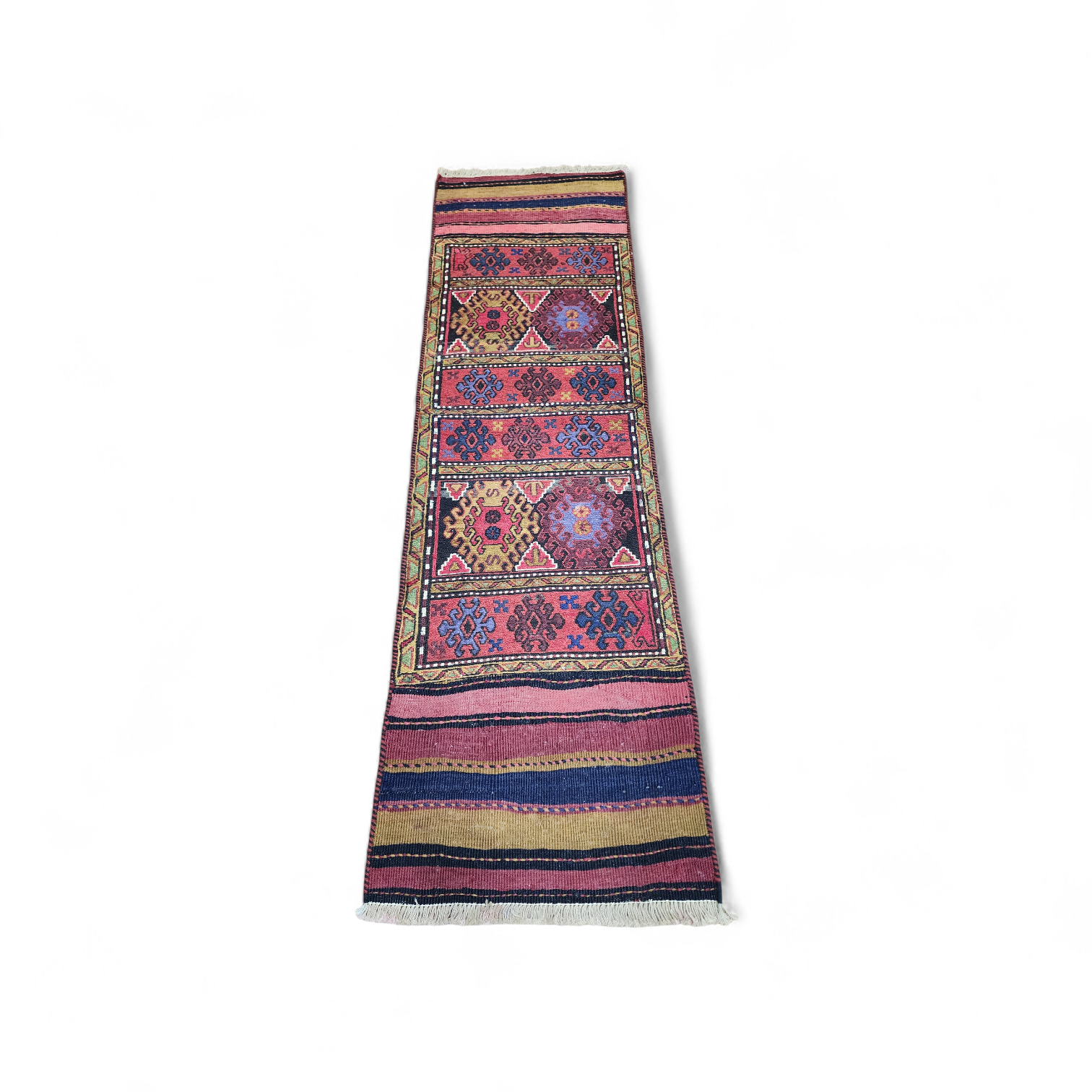 Vintage Soumak Kilim Runner Rug: Turkish Wool Flatweave, 6x2