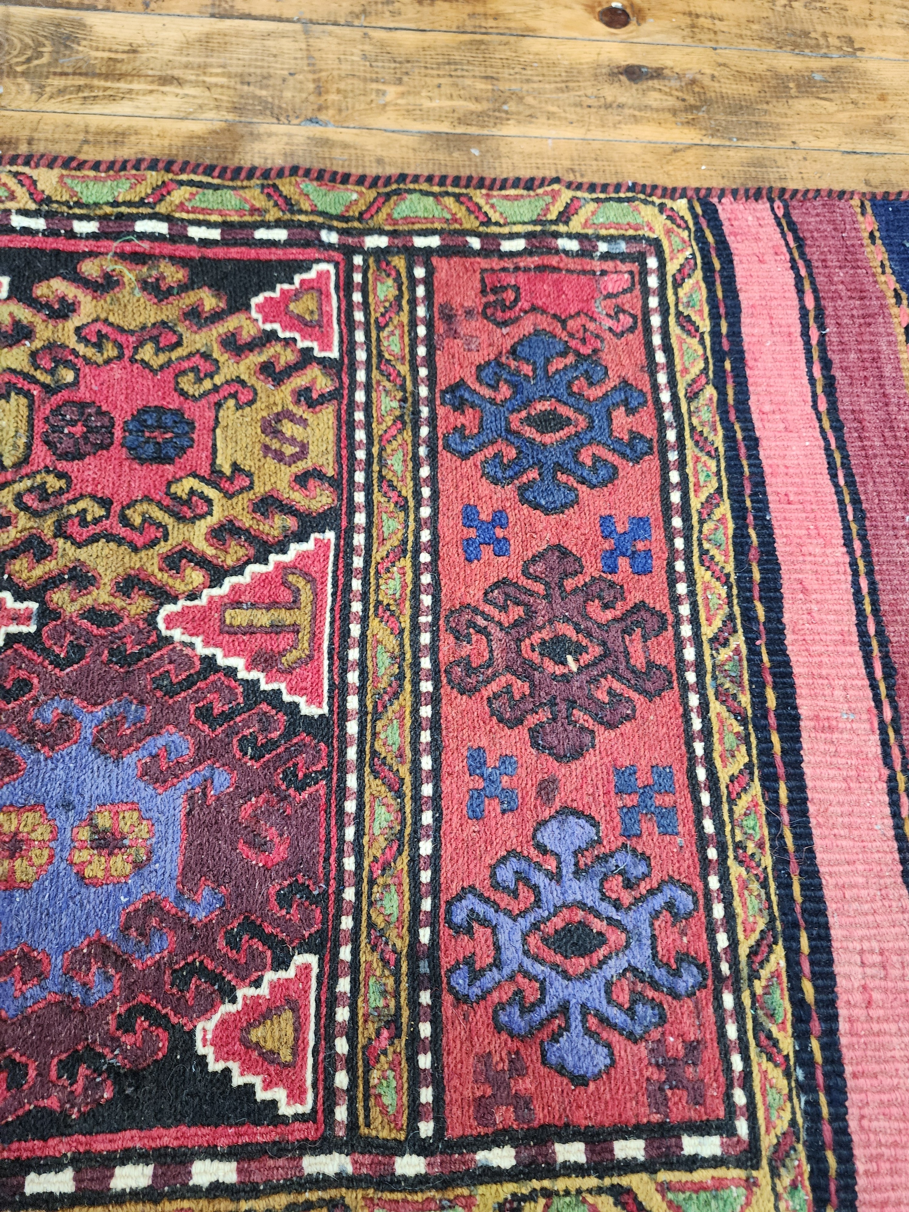vintage Soumak Wool Runner Rug — pile detail