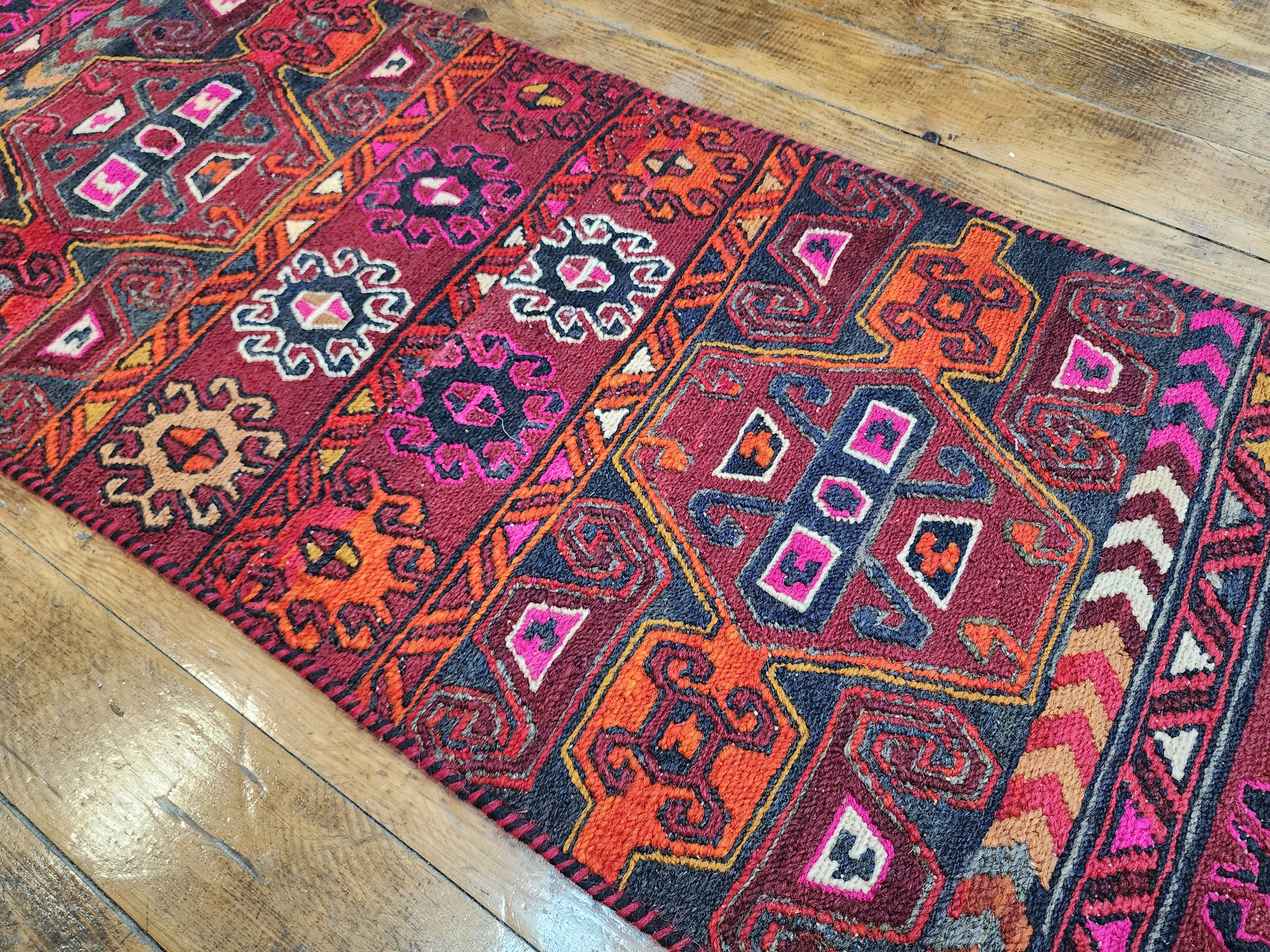vintage Anatolian Wool Runner Rug — styled view