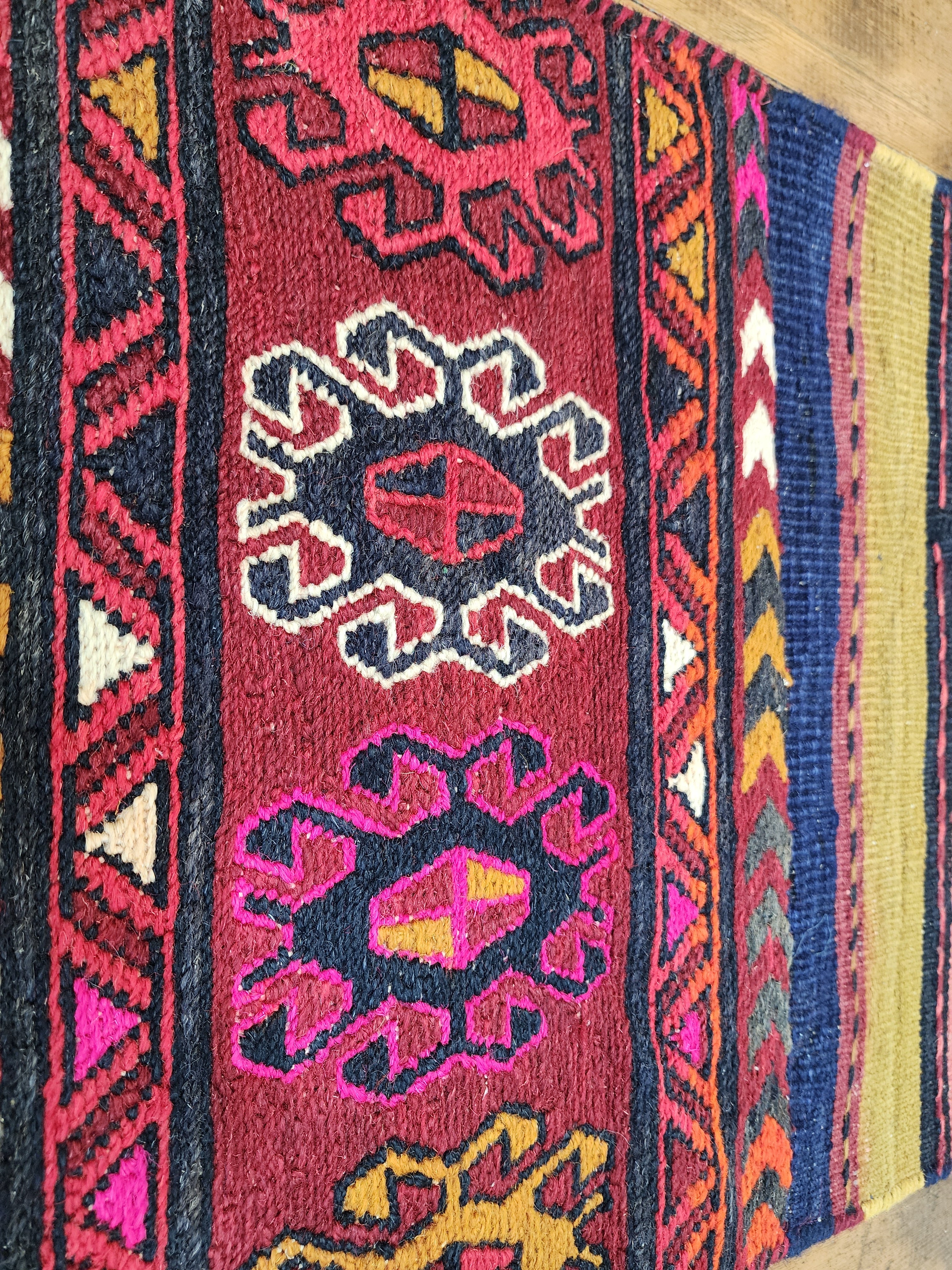 Vintage Kilim Runner Rug, 6x2 ft, Handmade Wool Embroidered Turkish Rug