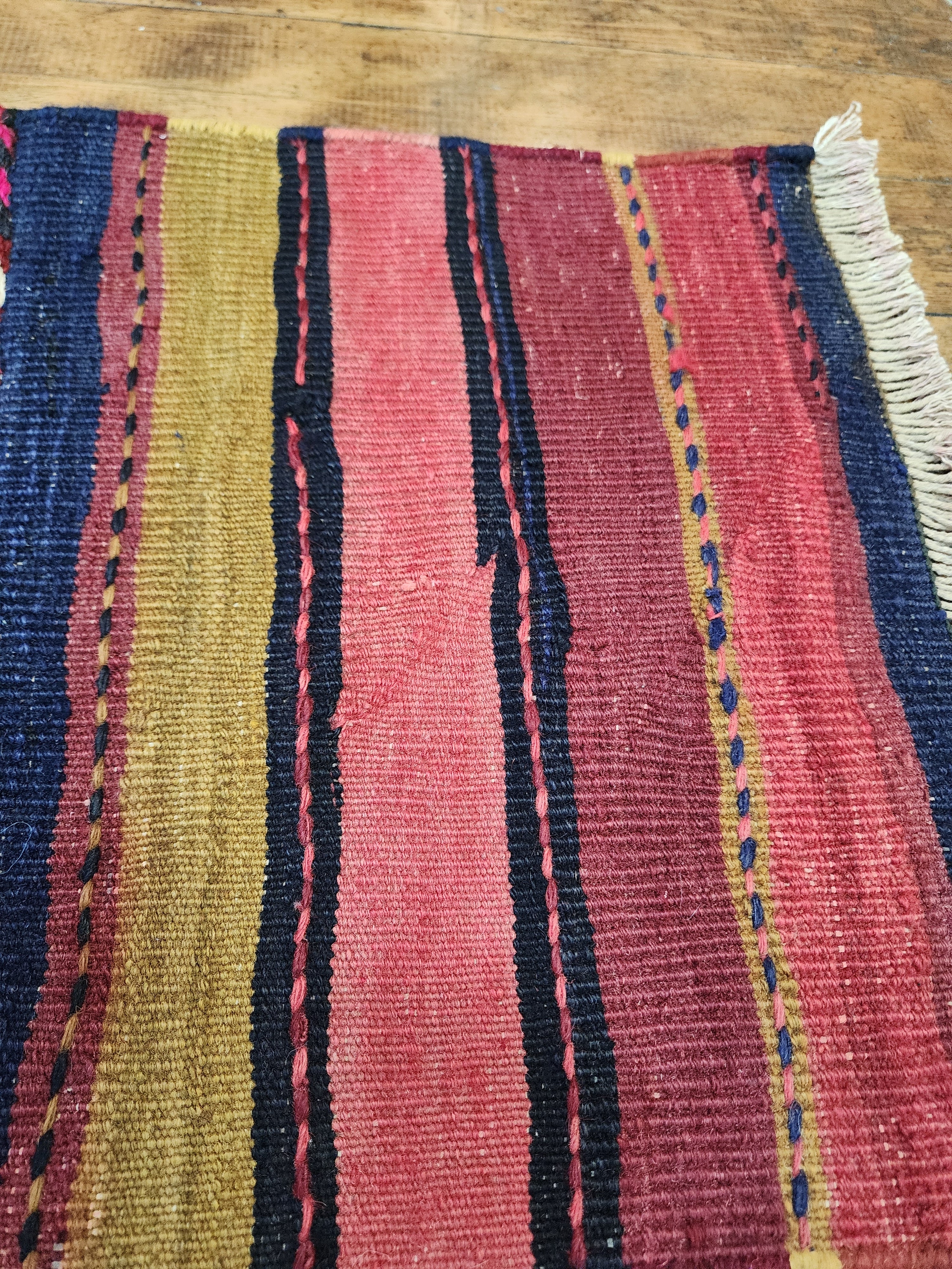 Vintage Kilim Runner Rug, 6x2 ft, Handmade Wool Embroidered Turkish Rug