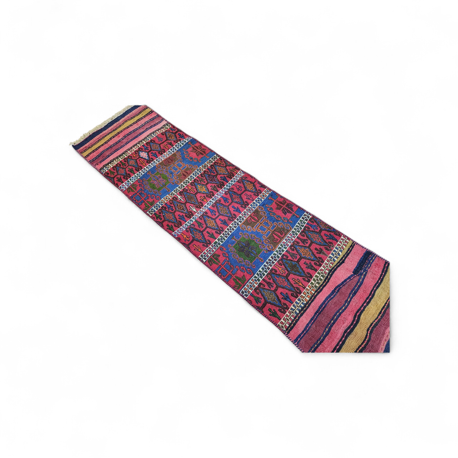 Vintage Kilim Runner Rug, 6x2 ft, Handmade Wool Embroidered Turkish Rug