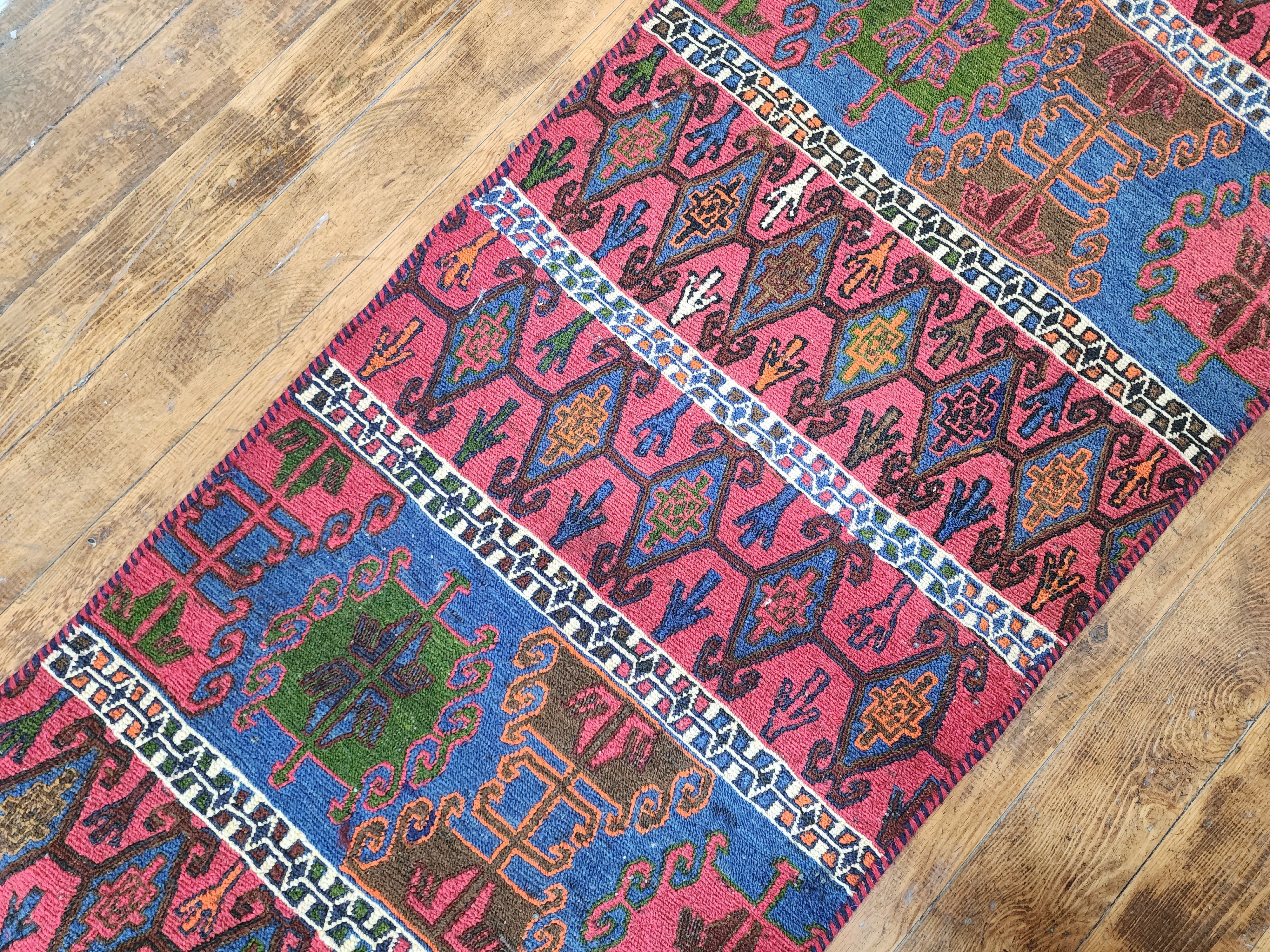 Vintage Kilim Runner Rug, 6x2 ft, Handmade Wool Embroidered Turkish Rug