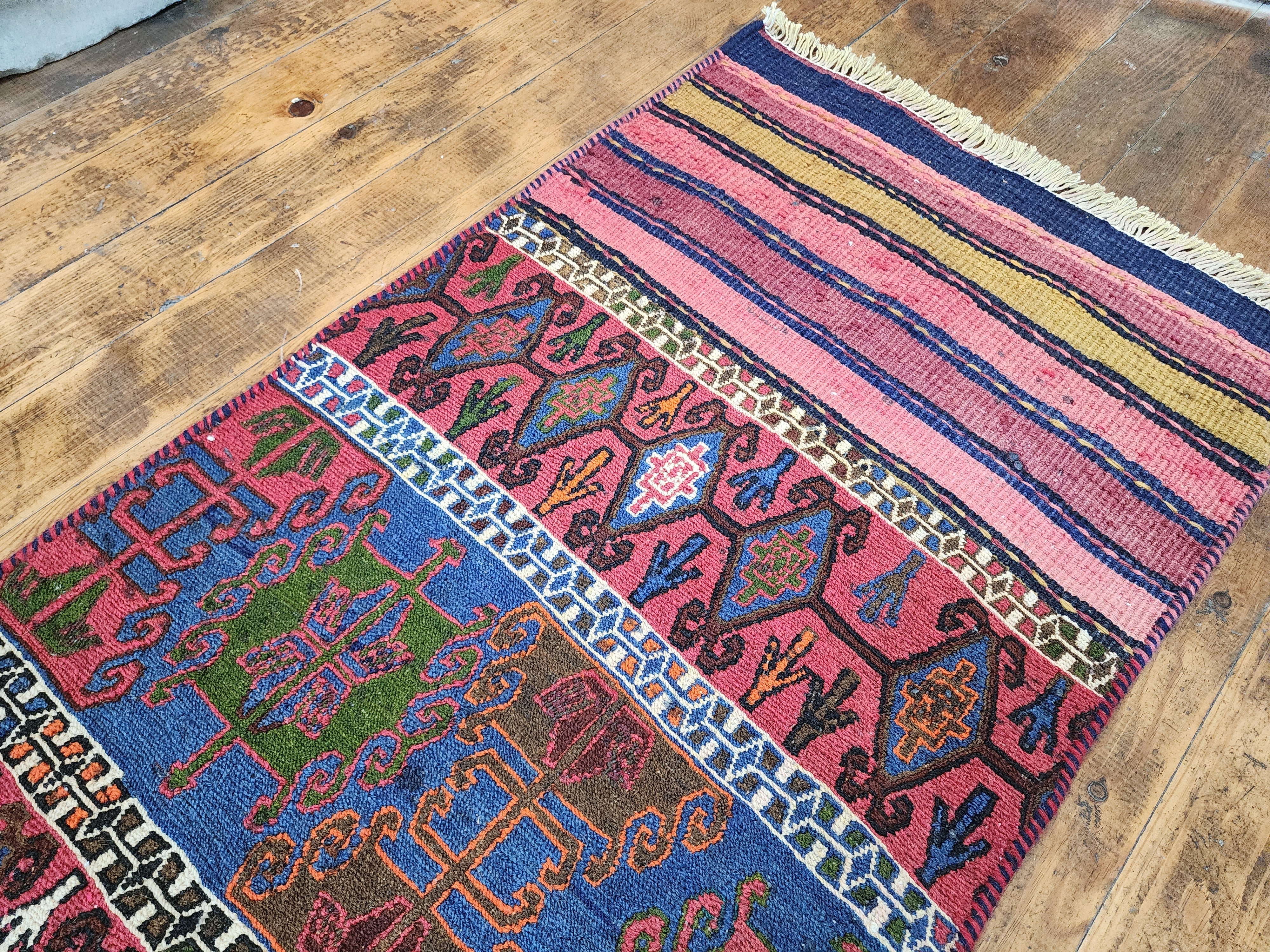 Vintage Kilim Runner Rug, 6x2 ft, Handmade Wool Embroidered Turkish Rug