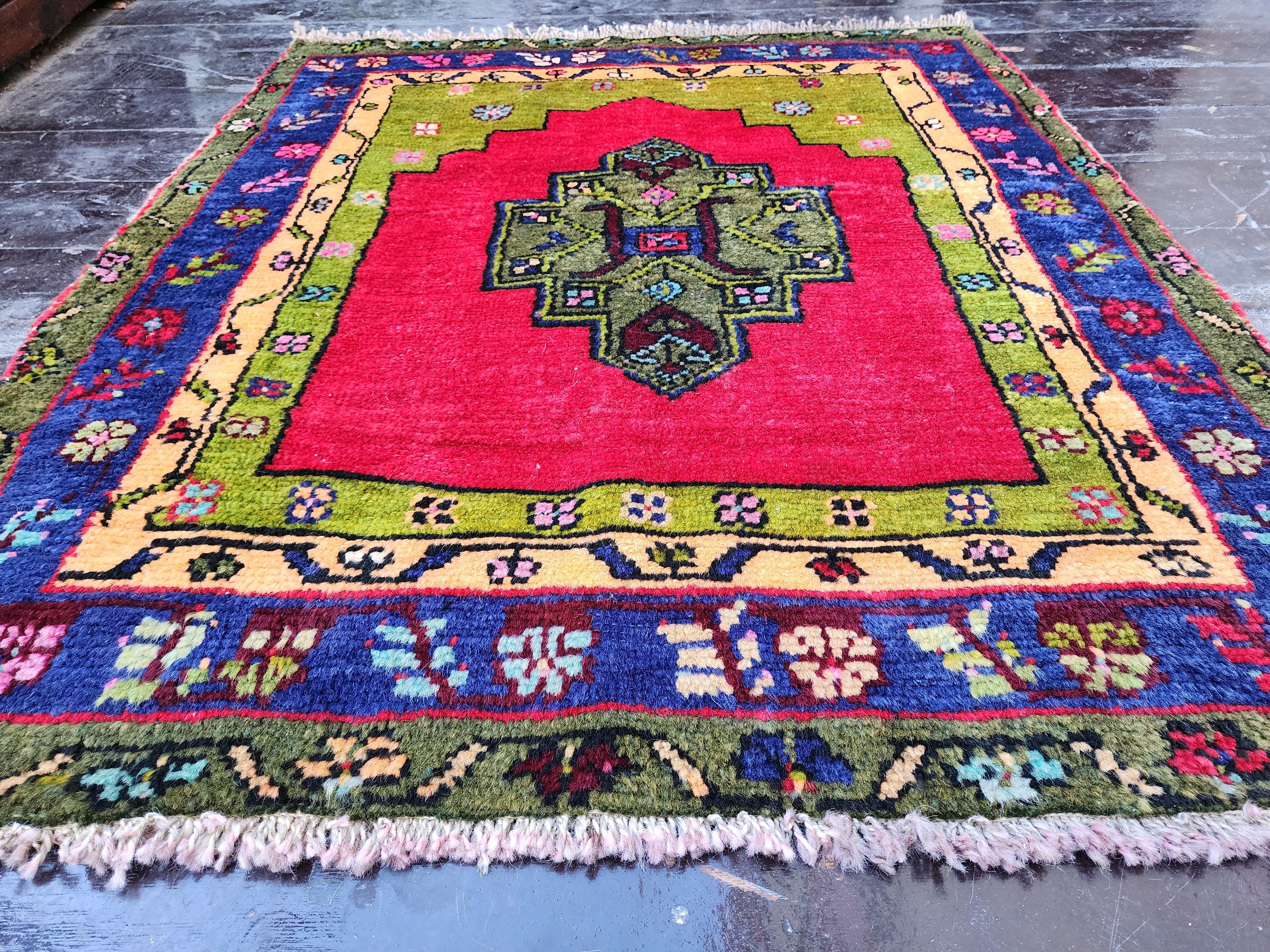 vintage Turkish Wool Small Rug — in setting